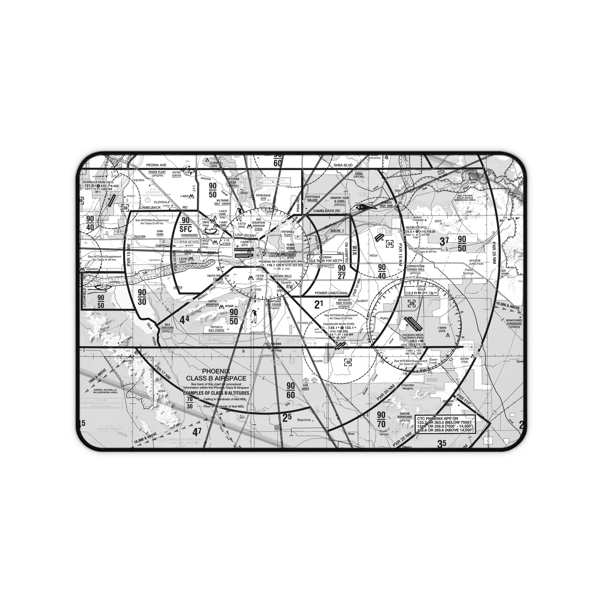 Phoenix Sky Harbor TAC Chart desk mat (b&w)