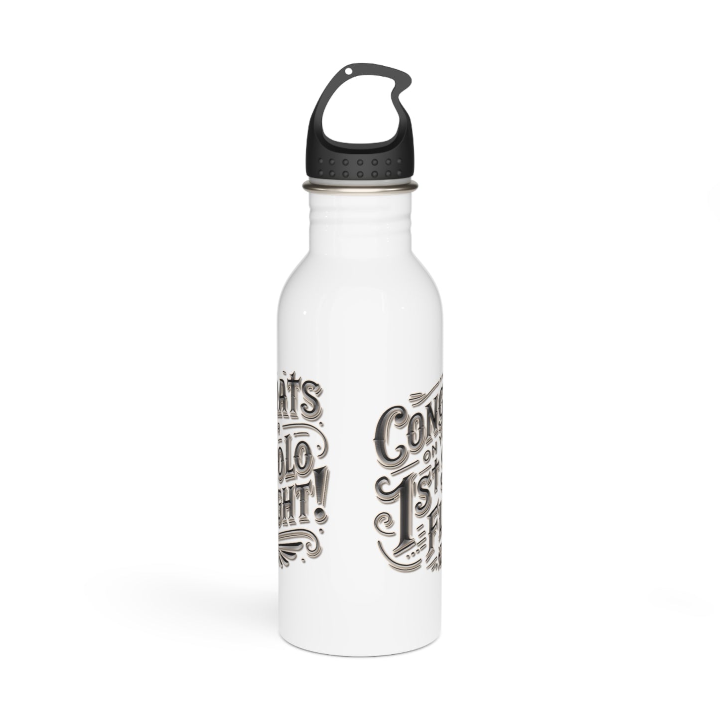 Congrats on your 1st Solo Flight! 20 oz. stainless steel water bottle (v1. silver)