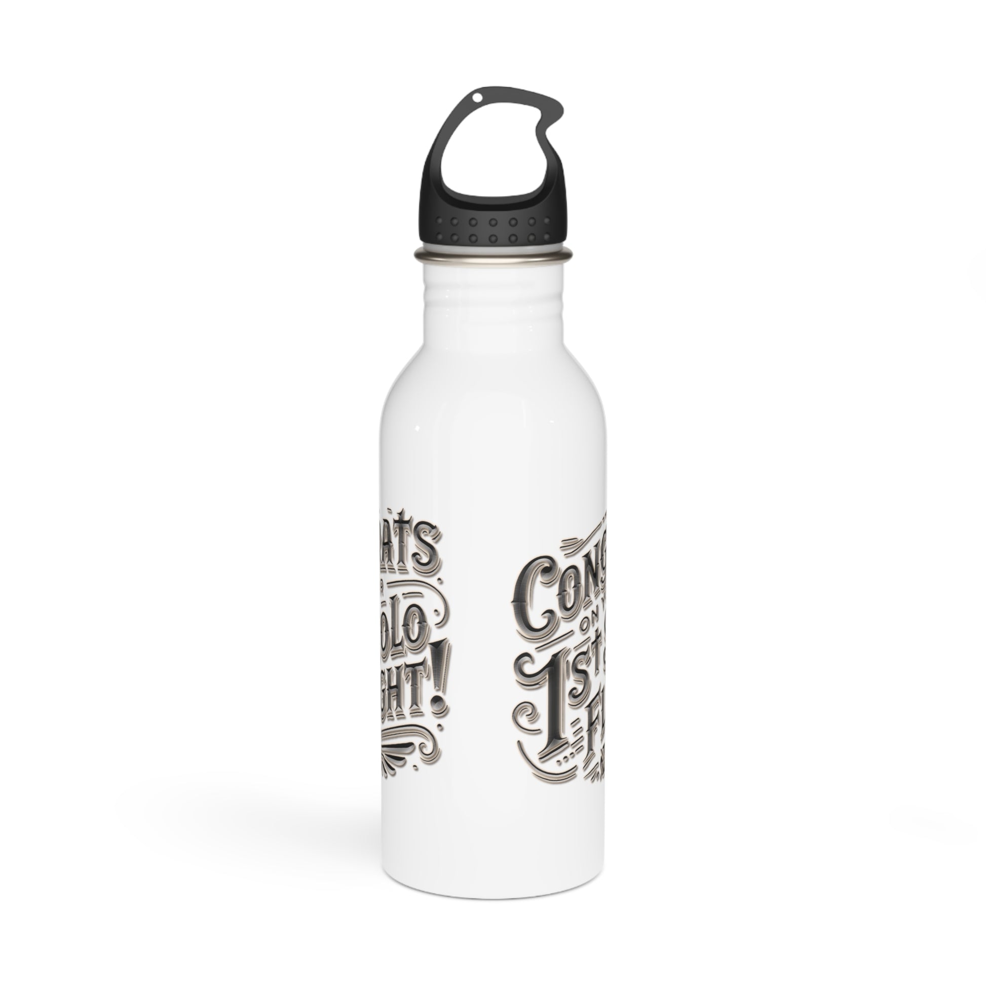Congrats on your 1st Solo Flight! 20 oz. stainless steel water bottle (v1. silver)