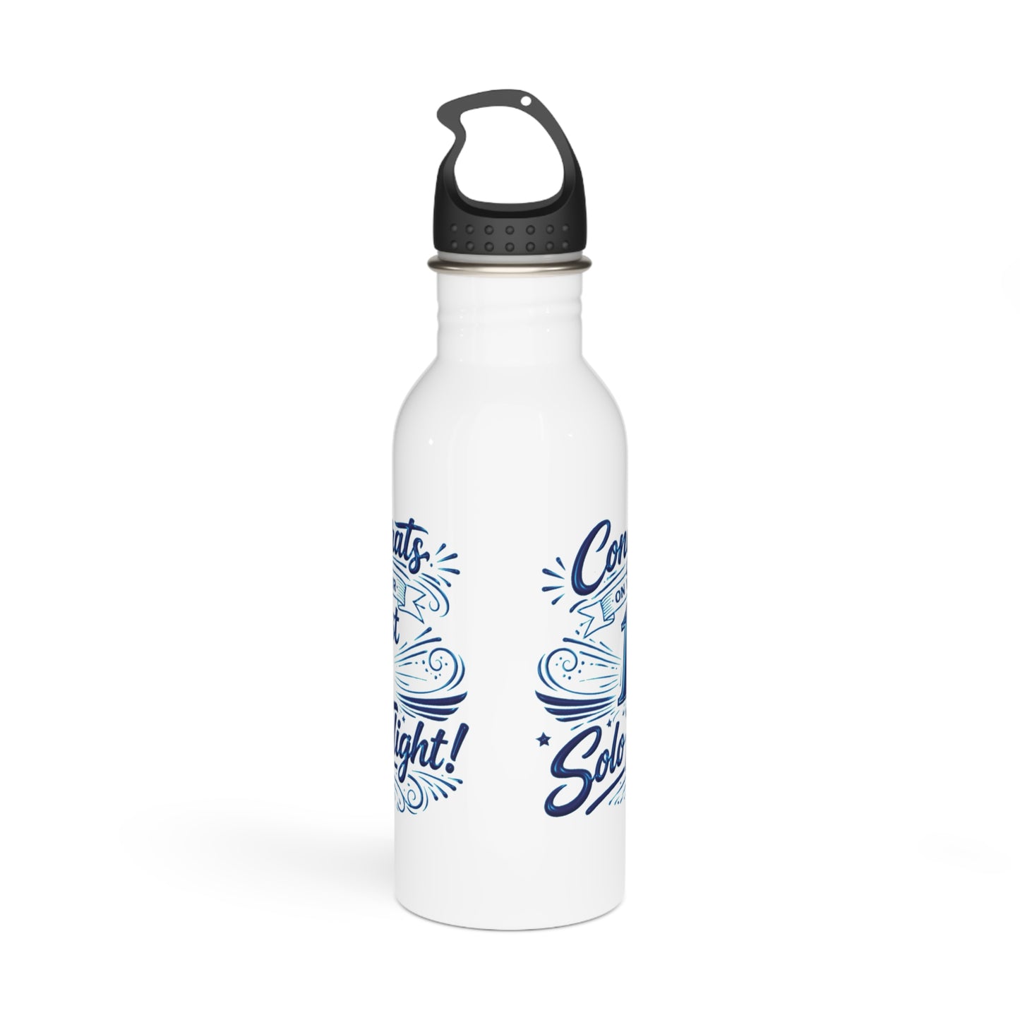 Congrats on your 1st Solo Flight! 20 oz. stainless steel water bottle (v3. blue)