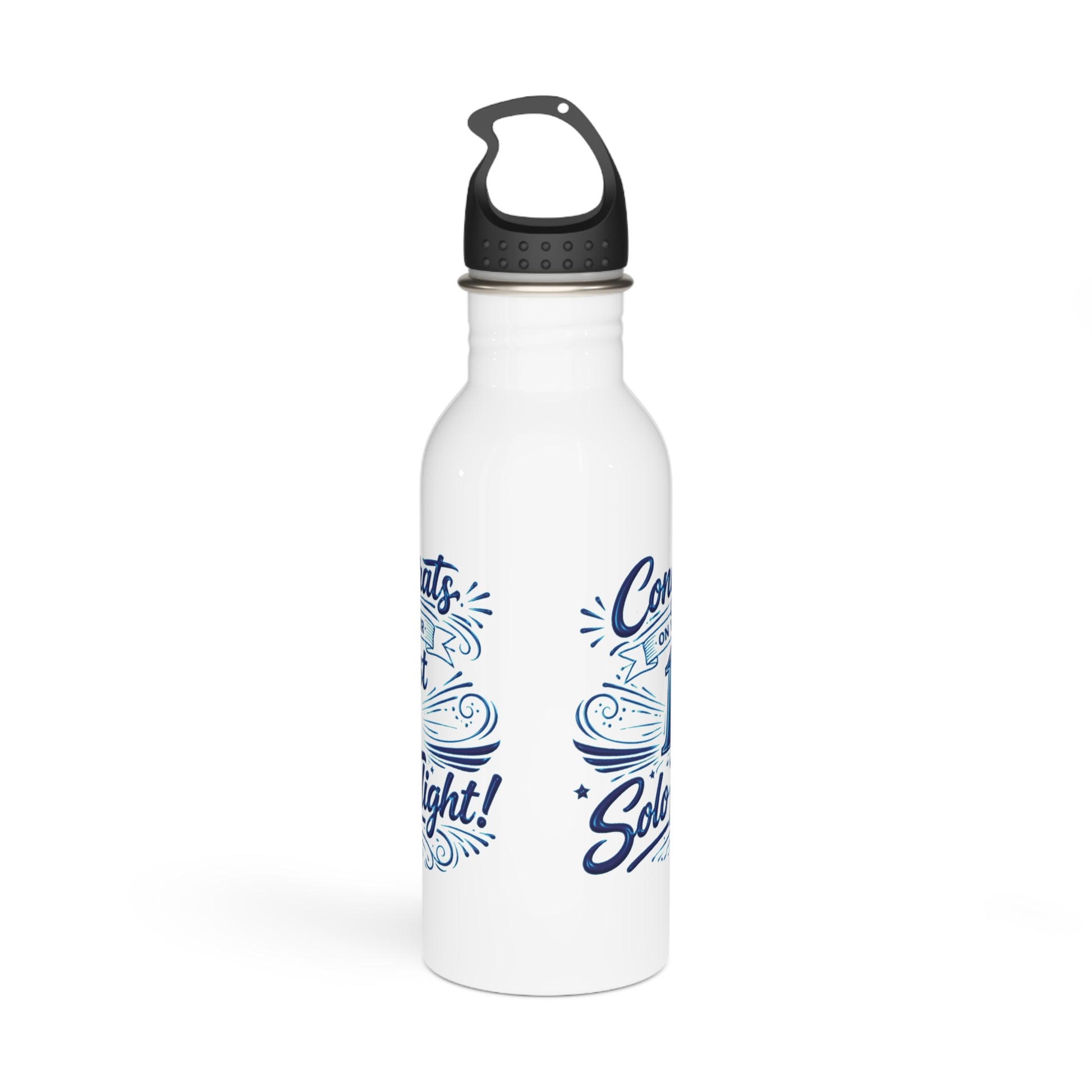 Congrats on your 1st Solo Flight! 20 oz. stainless steel water bottle (v3. blue)