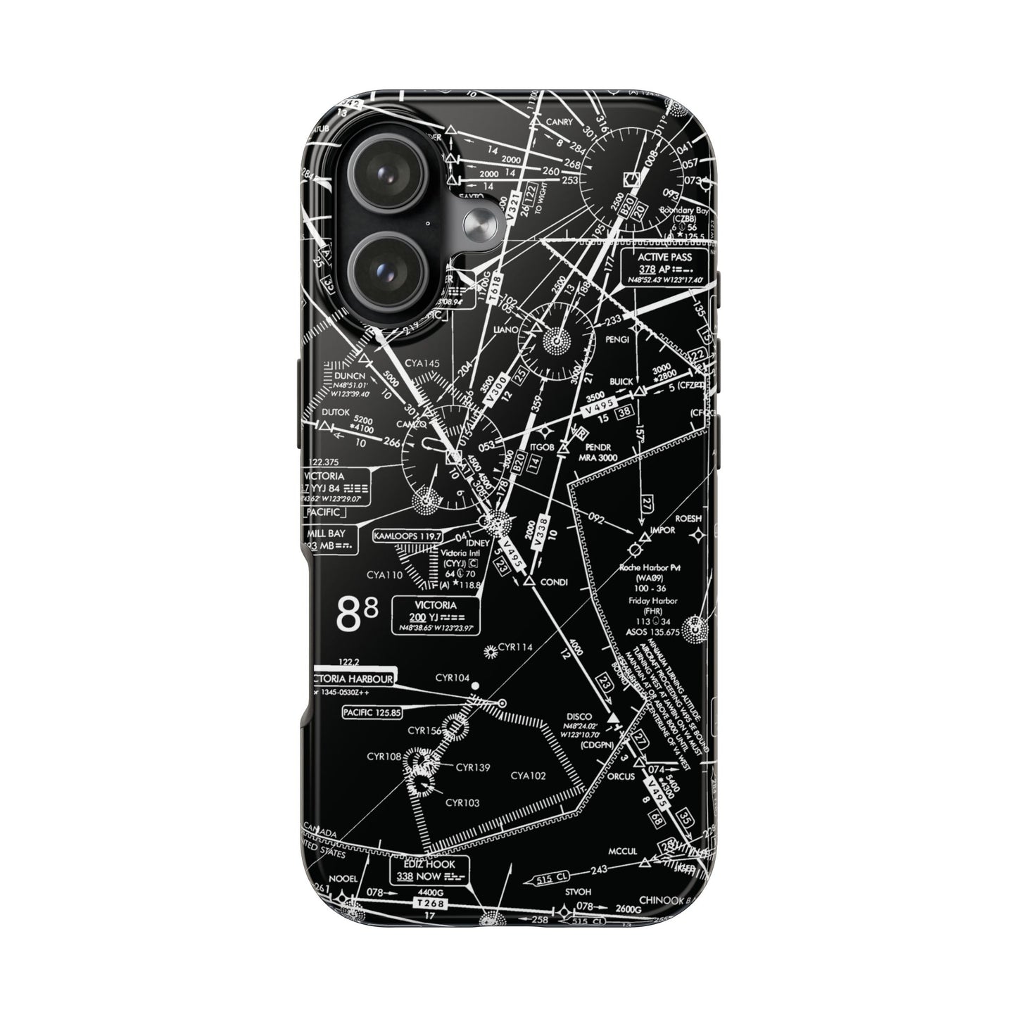 Enroute Low Altitude Chart tough phone cases (ELUS1/b&w)