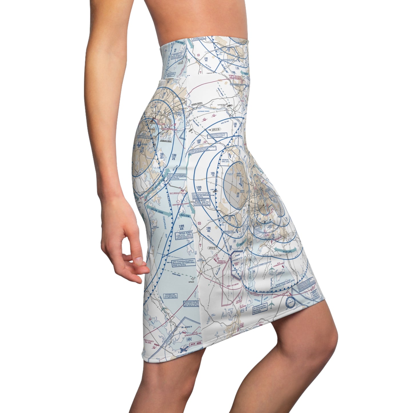 Baltimore-Washington Flyway Chart pencil skirt