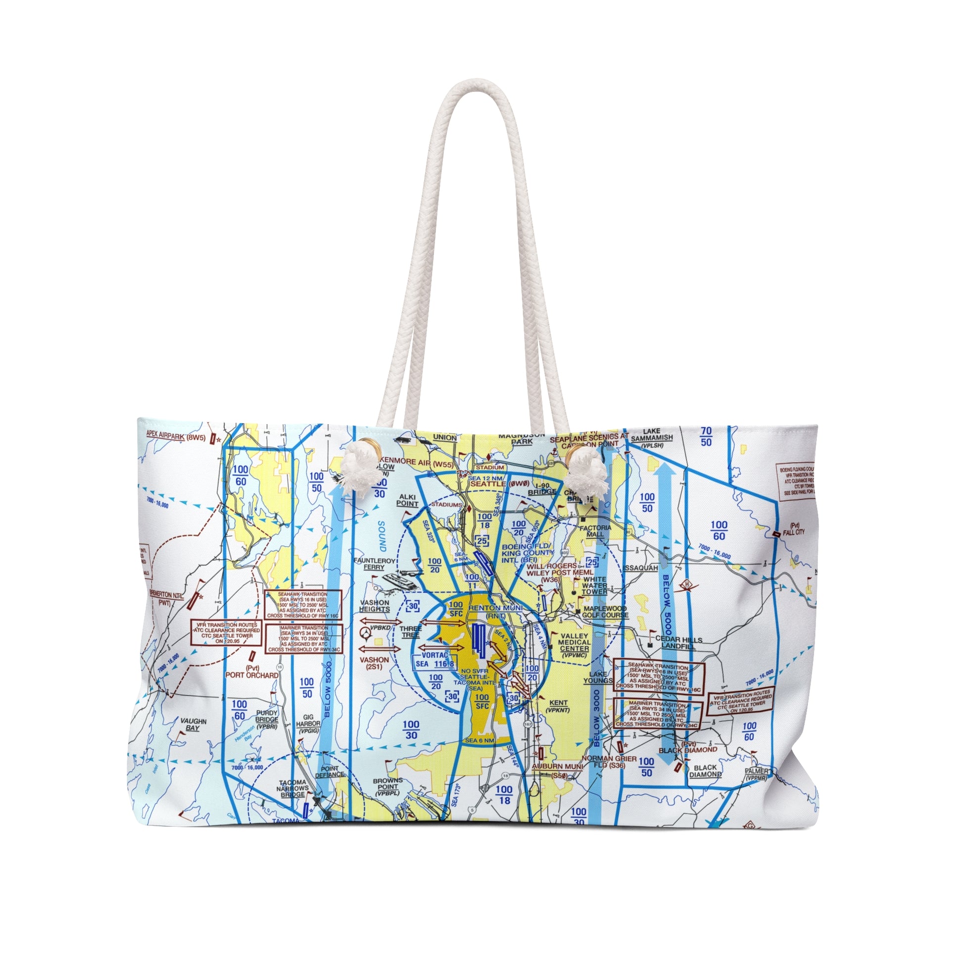 Aeronautical Chart weekender tote bag (KSEA Flyway Chart)