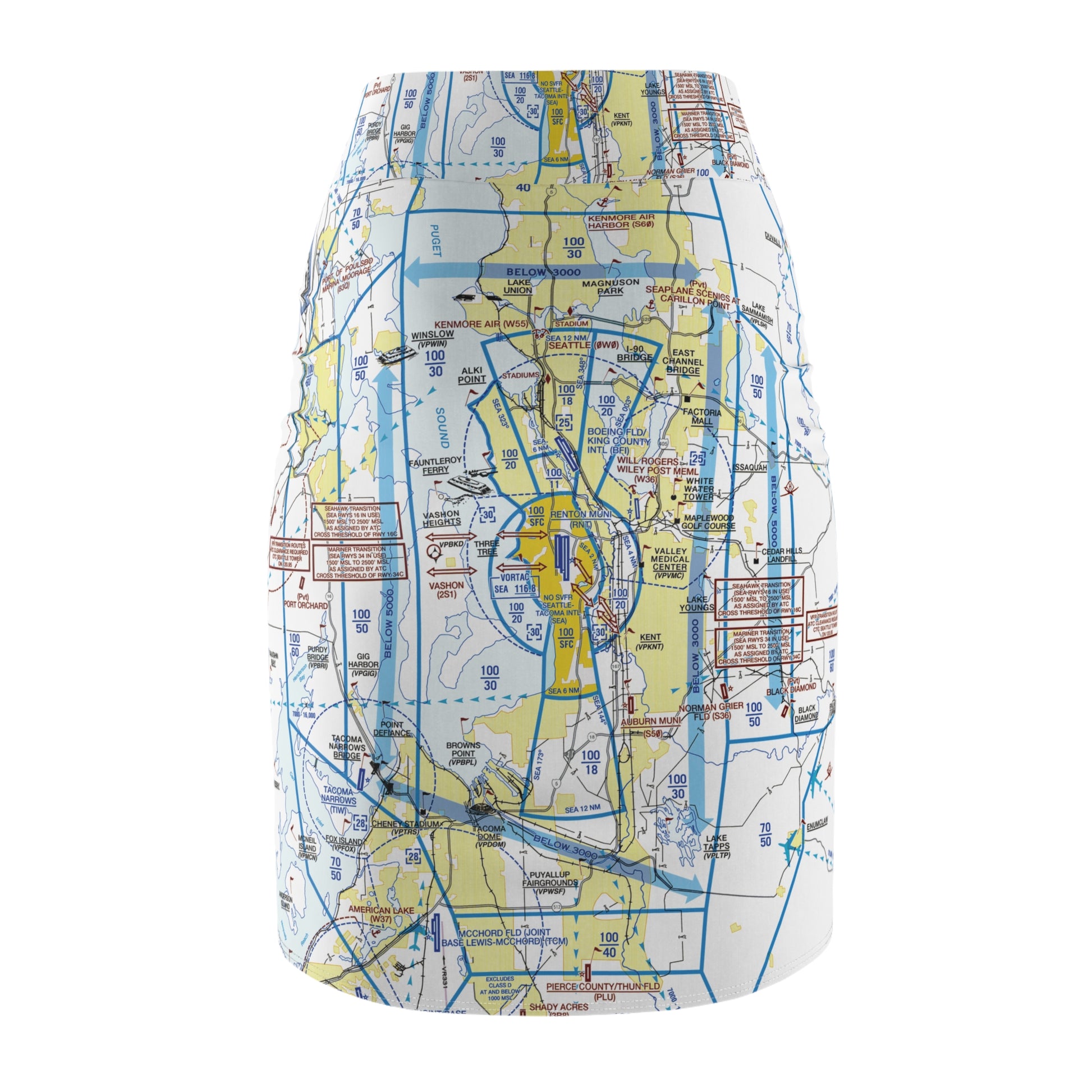 Seattle Flyway Chart pencil skirt