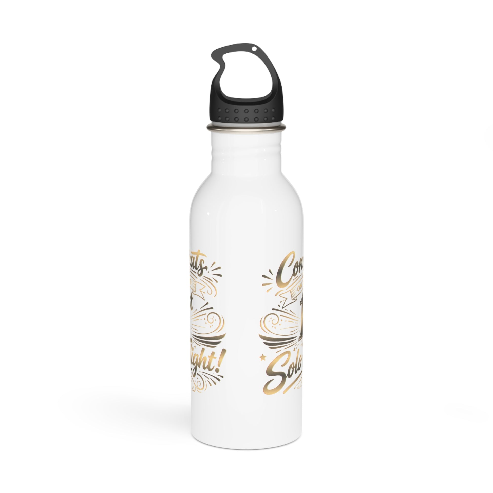 Congrats on your 1st Solo Flight! 20 oz. stainless steel water bottle (v3. gold)