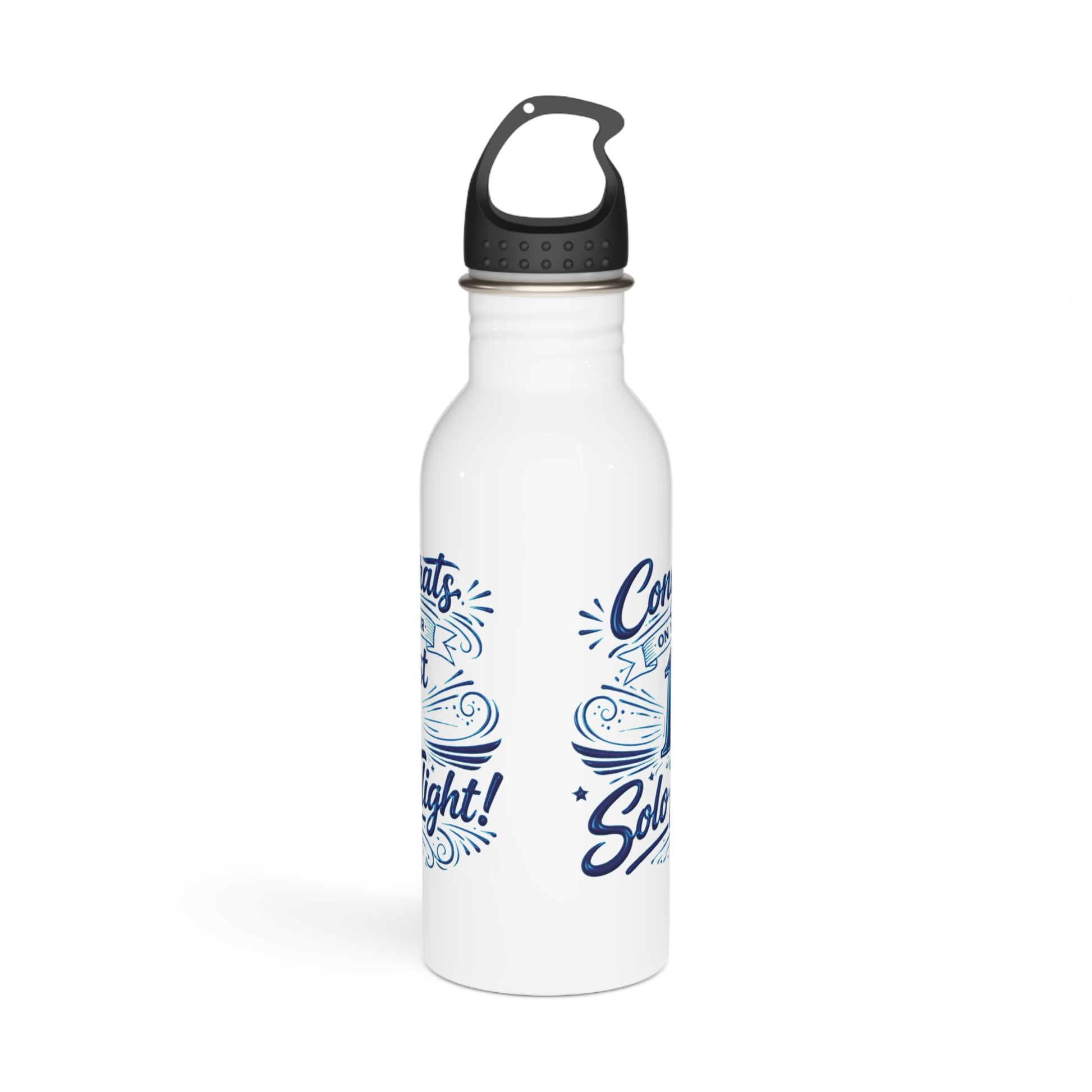 Congrats on your 1st Solo Flight! 20 oz. stainless steel water bottle (v3. blue)