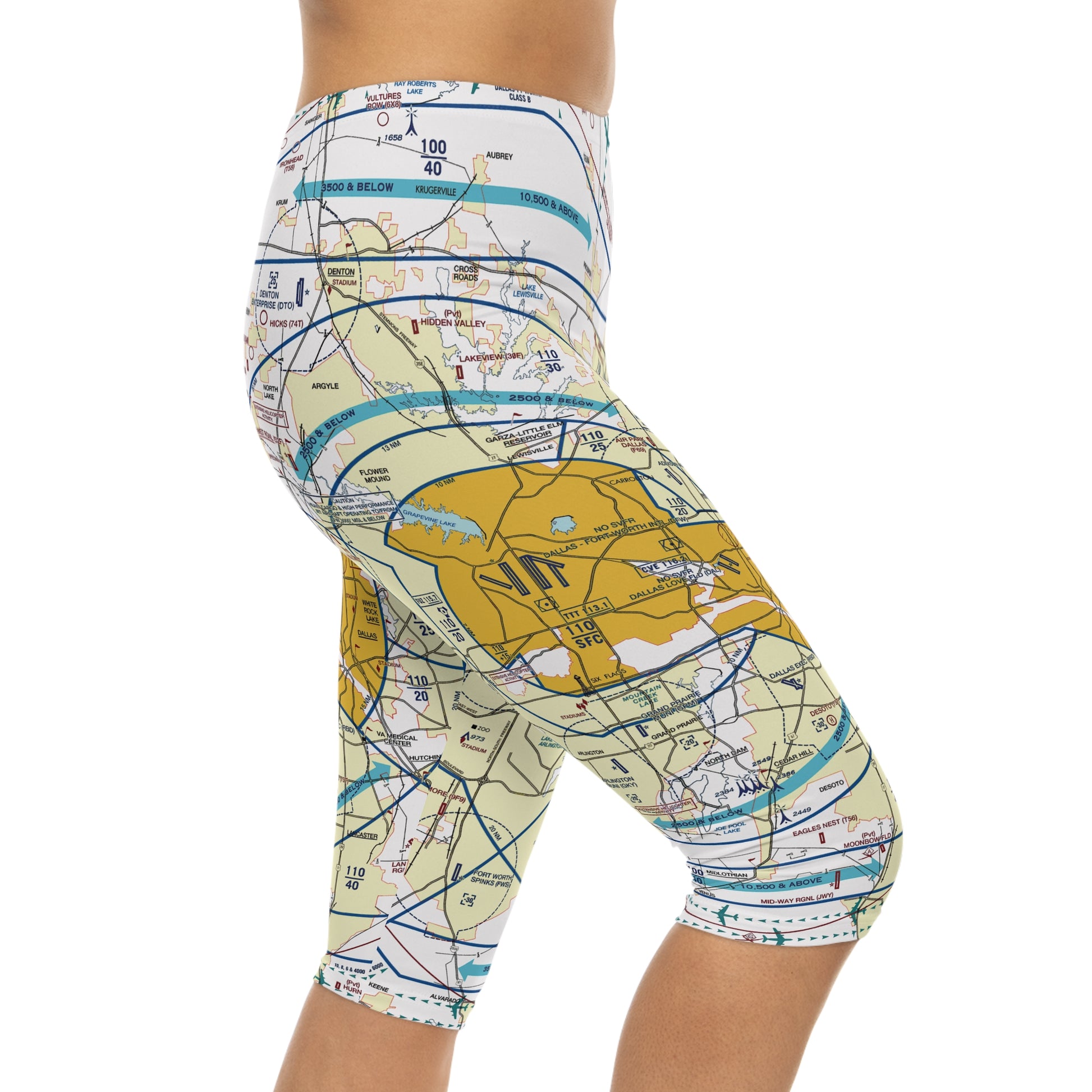Dallas - Ft. Worth Flyway Chart capri leggings
