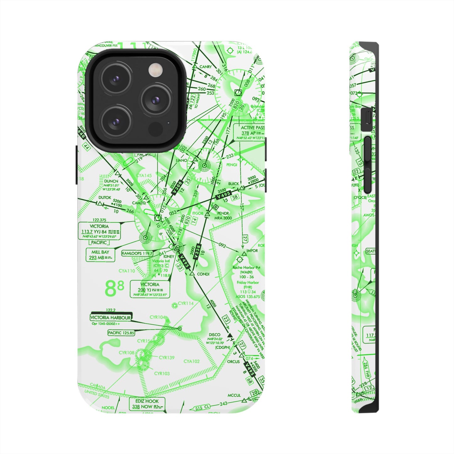 Enroute Low Altitude Chart (ELUS1) tough phone cases (green&white)