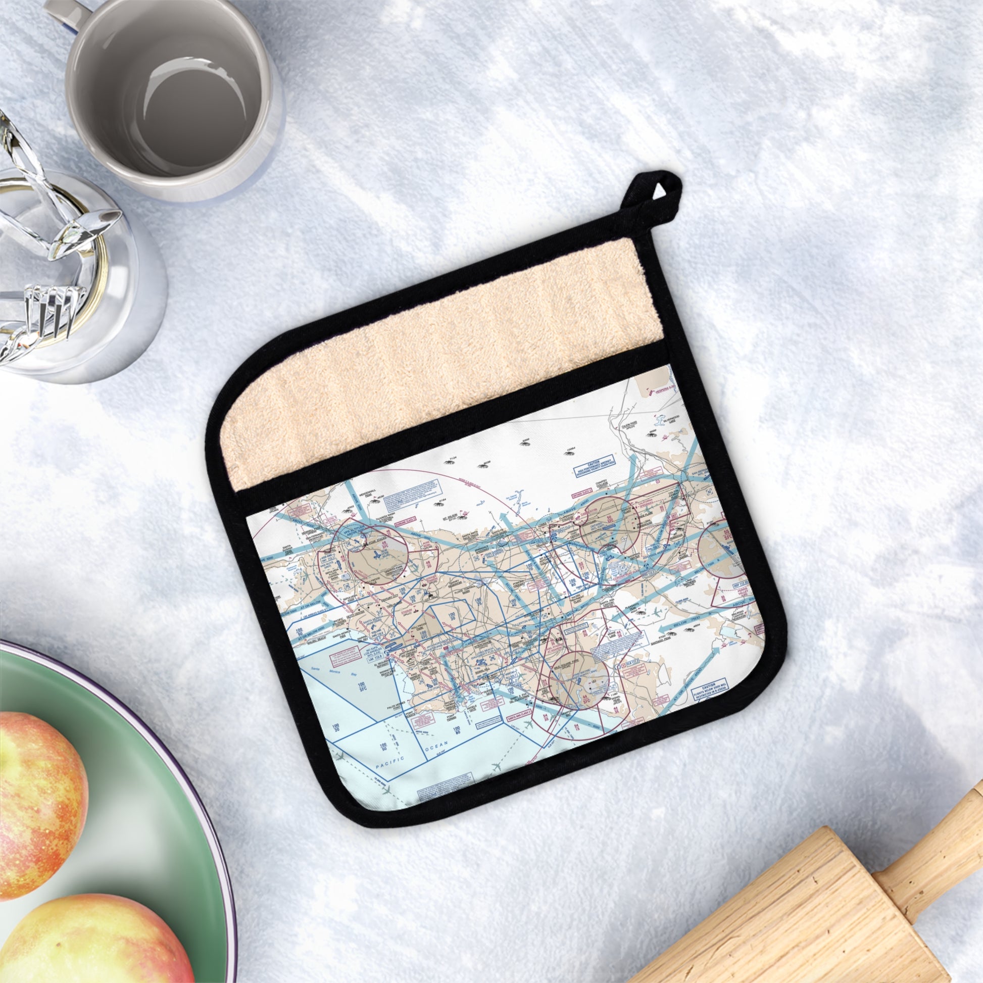 Los Angeles Flyby Chart Pot Holder with Pocket