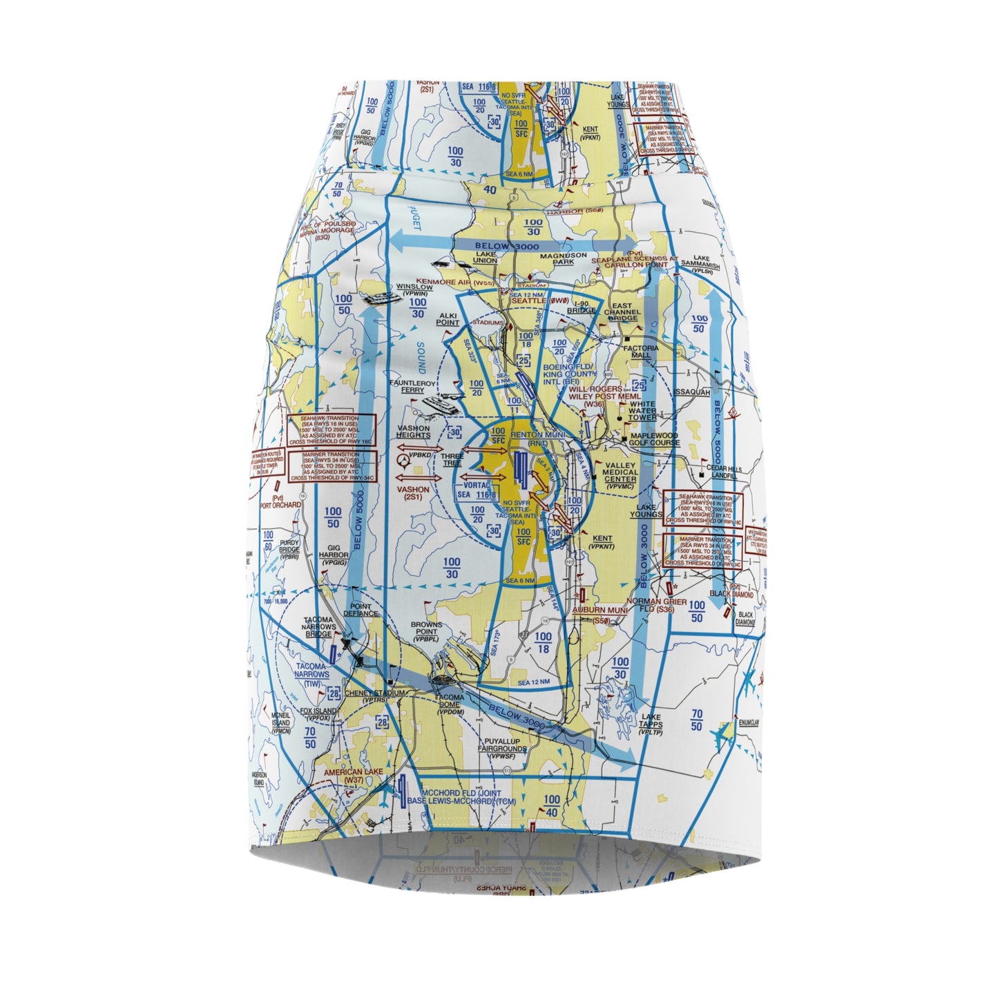 Seattle Flyway Chart pencil skirt