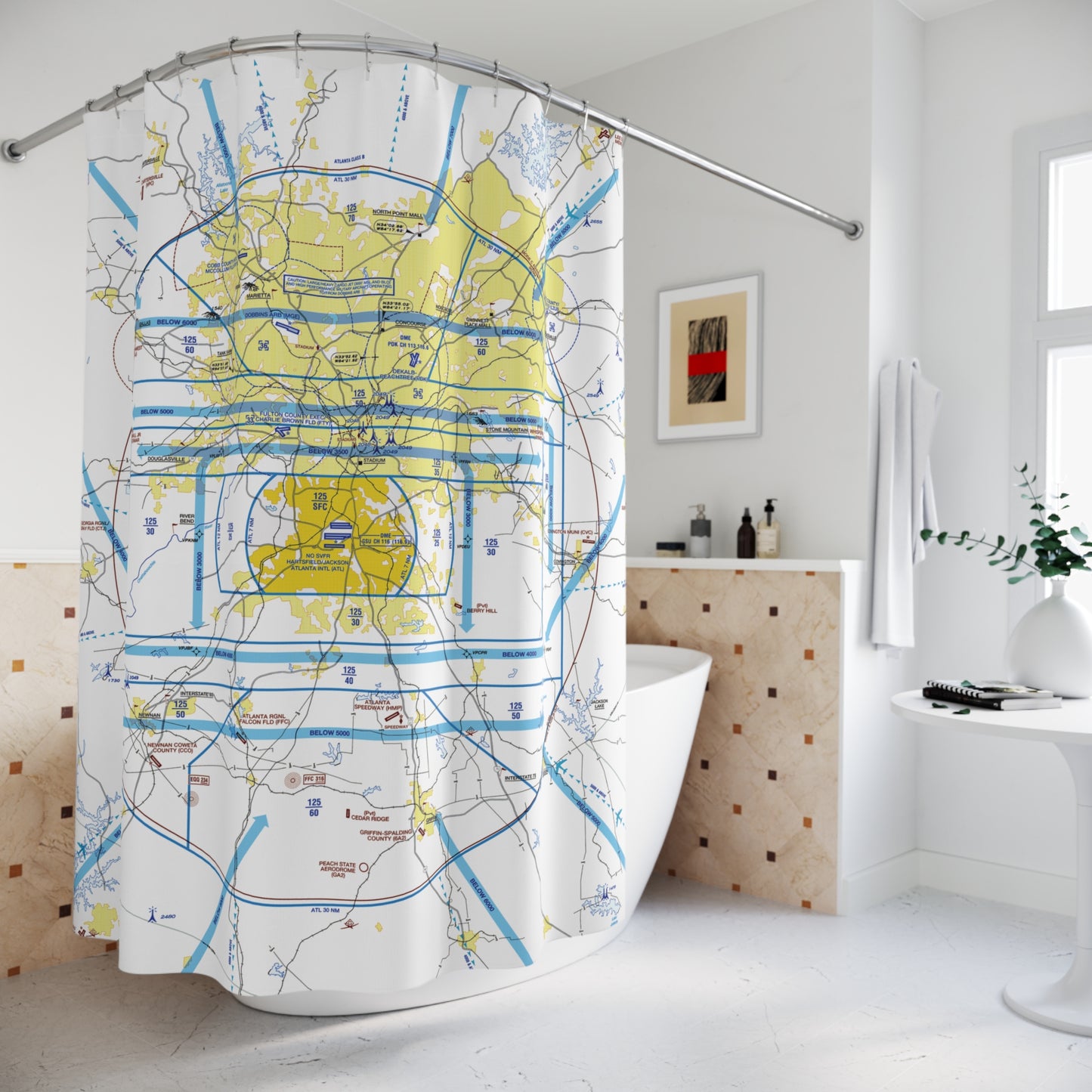 Aeronautical Chart shower curtain (KATL/Flyway)