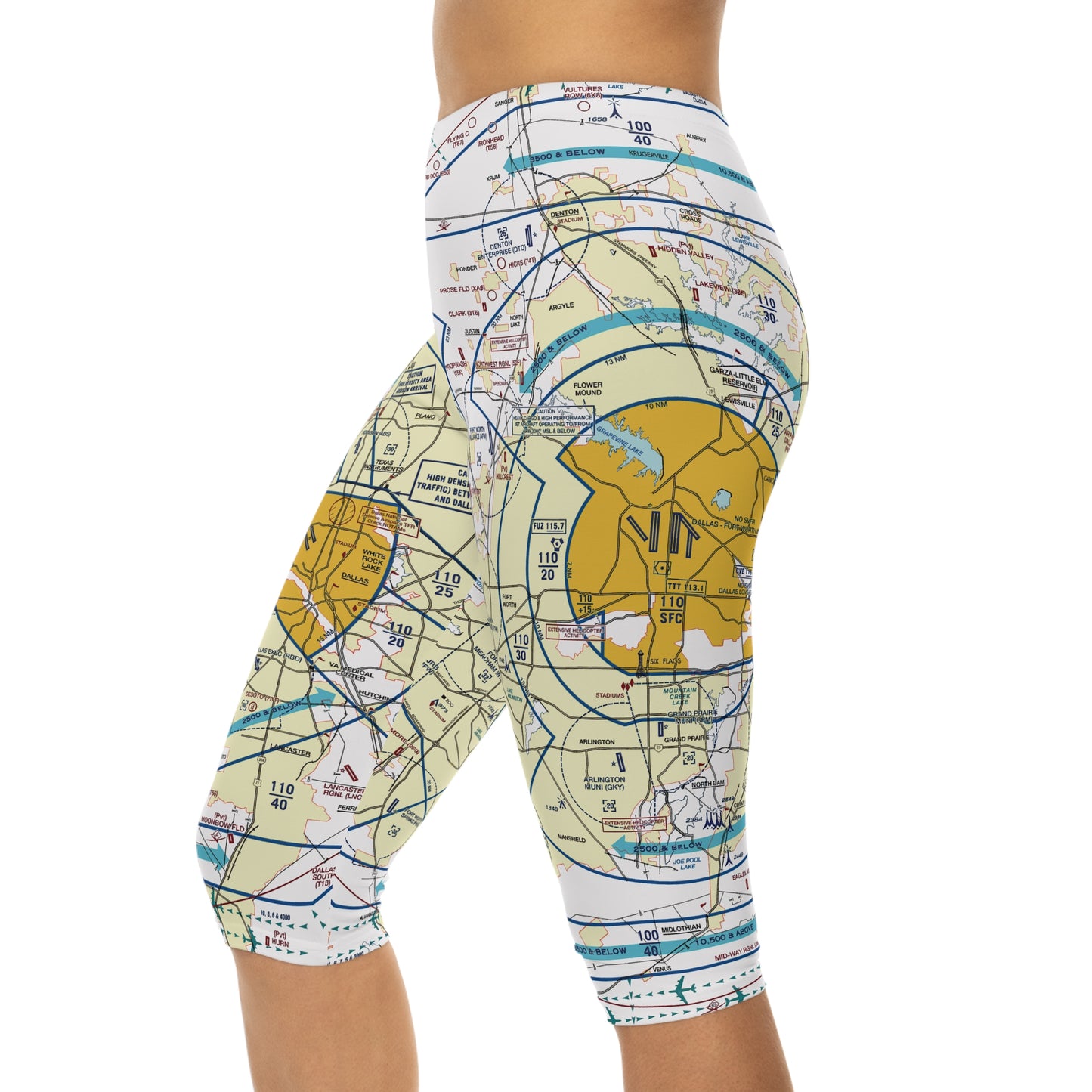Dallas - Ft. Worth Flyway Chart capri leggings