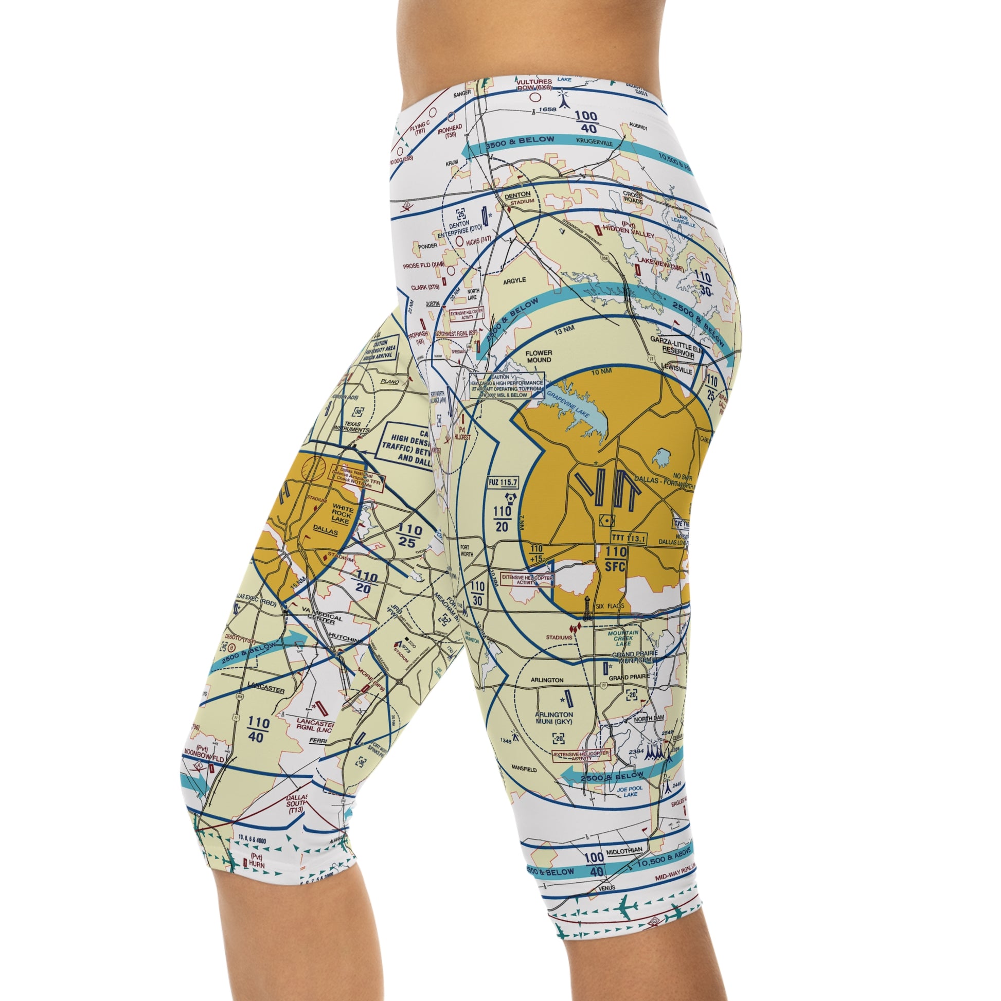 Dallas - Ft. Worth Flyway Chart capri leggings