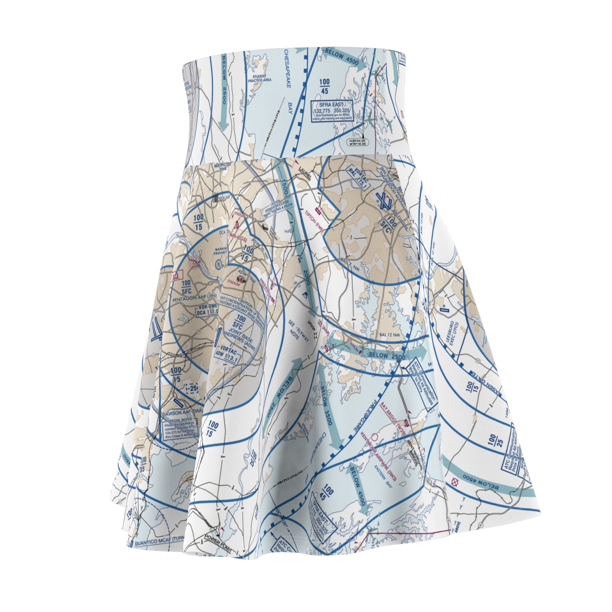 Baltimore-Washington Flyway Chart skater skirt