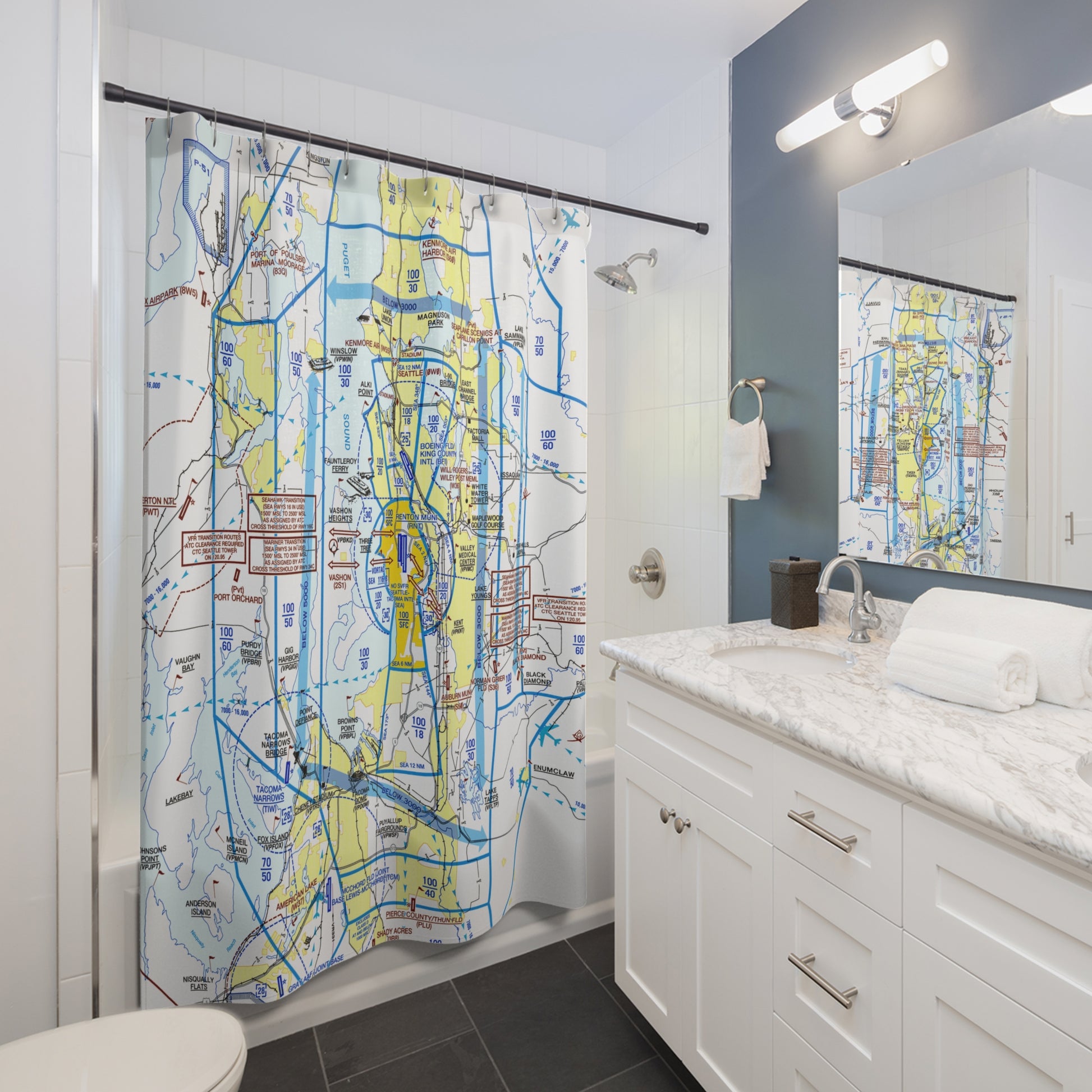 Aeronautical Chart shower curtain (KSEA/Flyway)