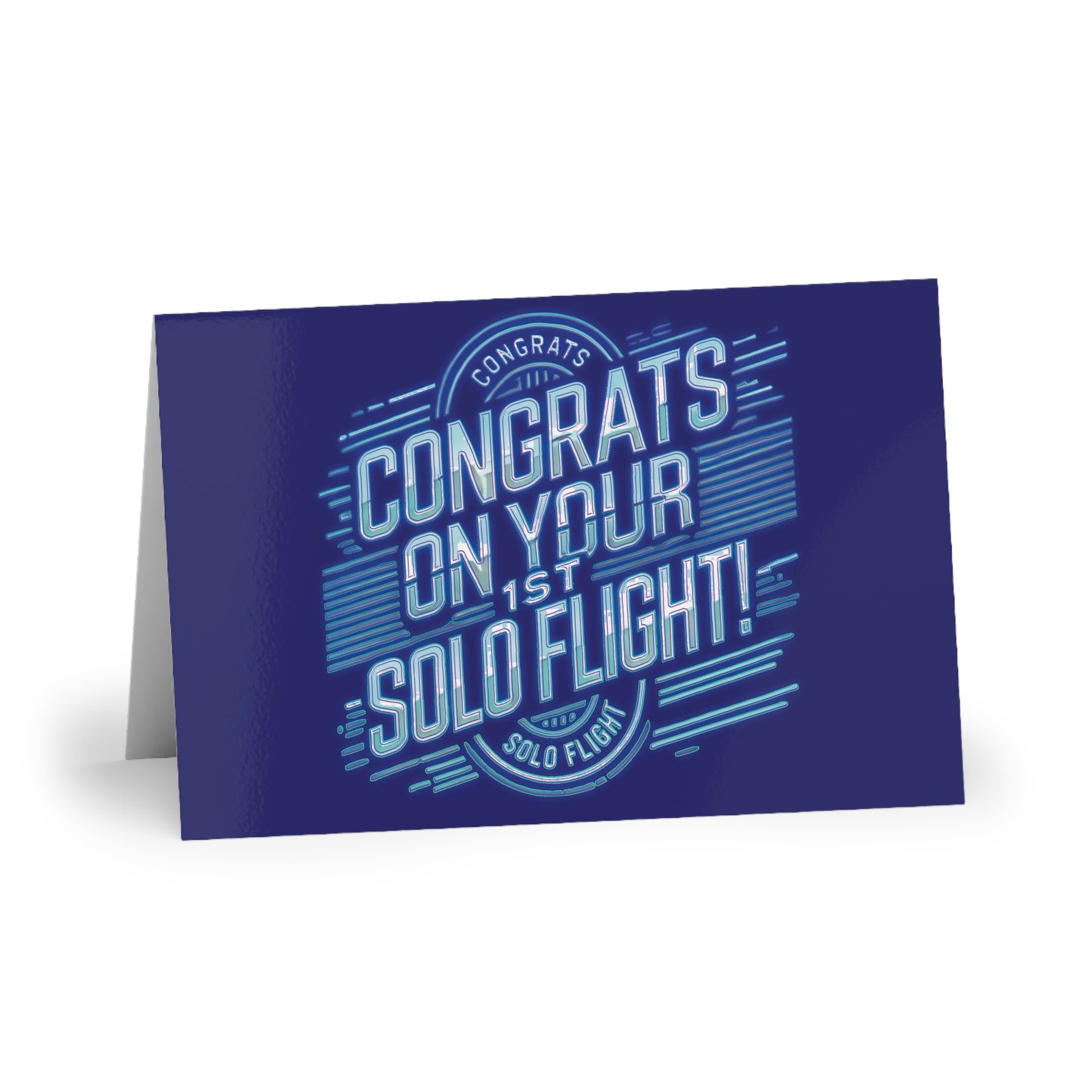 Congrats on your 1st Solo Flight! pack of 10 postcards (neon blue)