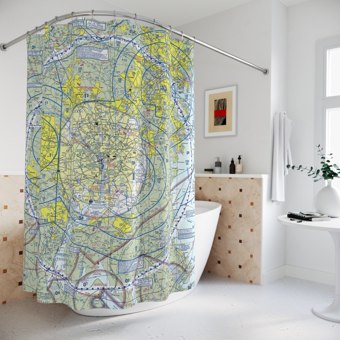 Aeronautical Chart shower curtain (KBWI/TAC)