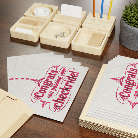 Congrats on passing your checkride! pack of 10 greeting cards (v3. pink)