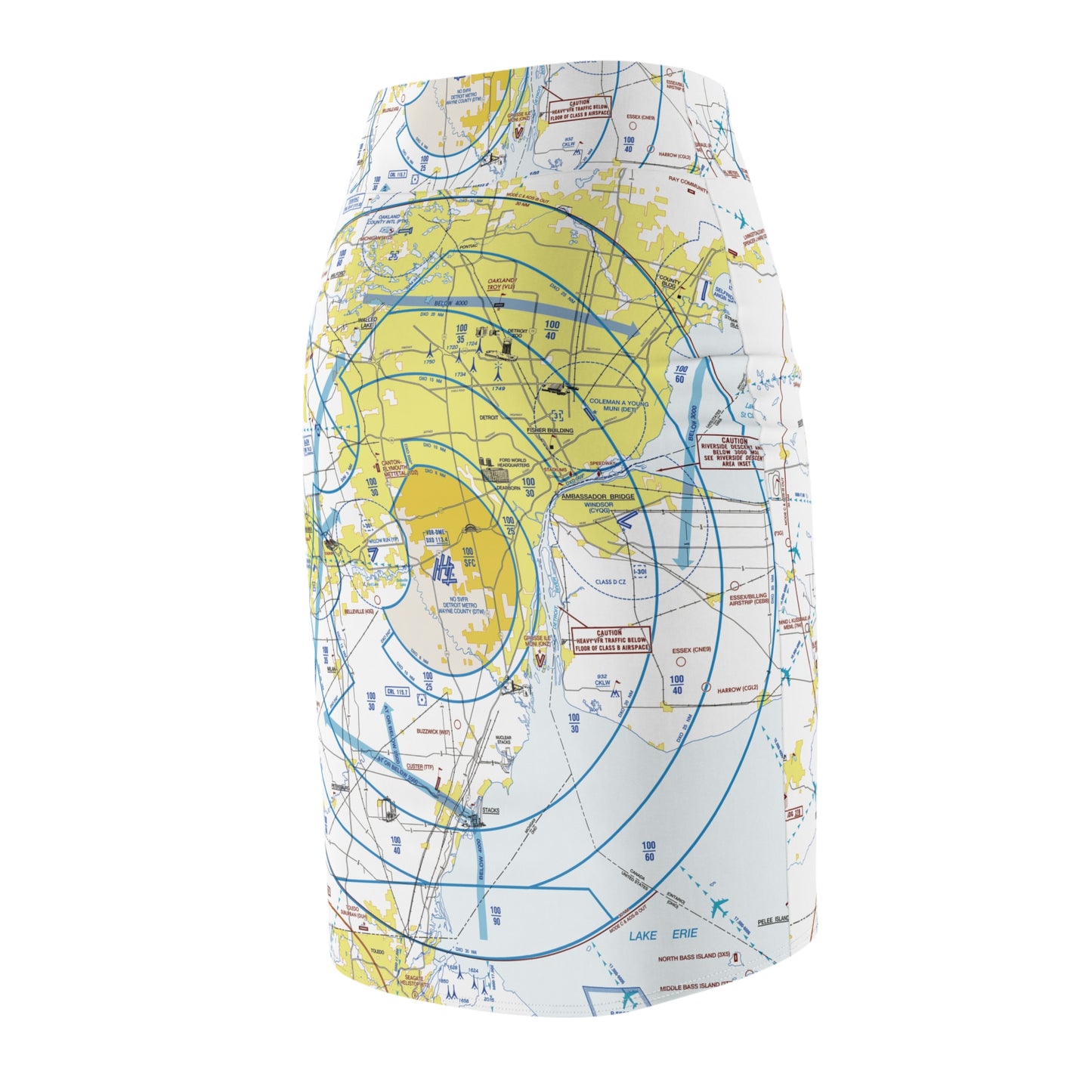 Detroit Flyway Chart pencil skirt