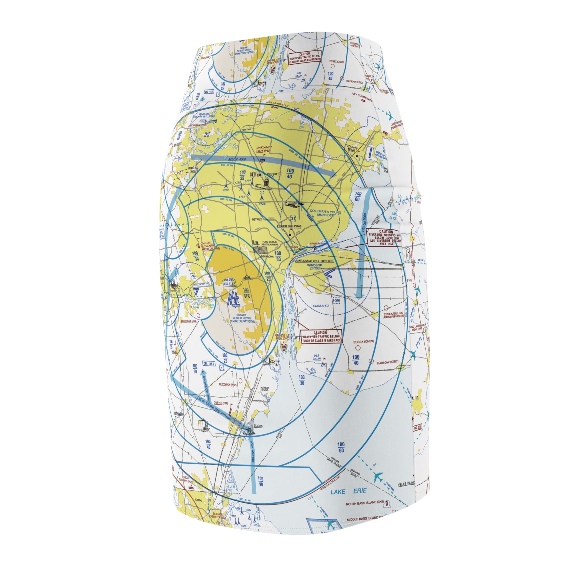 Detroit Flyway Chart pencil skirt