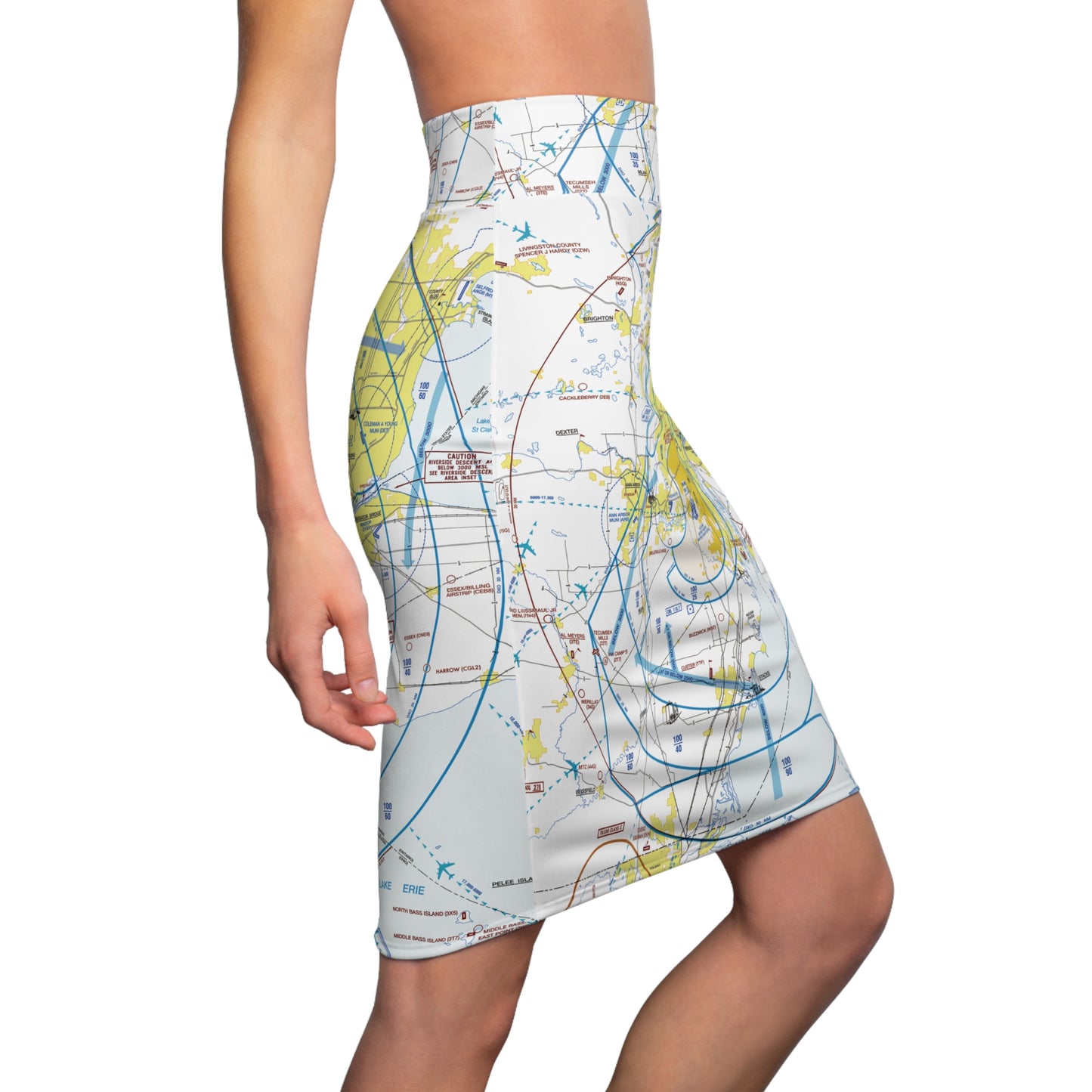 Detroit Flyway Chart pencil skirt