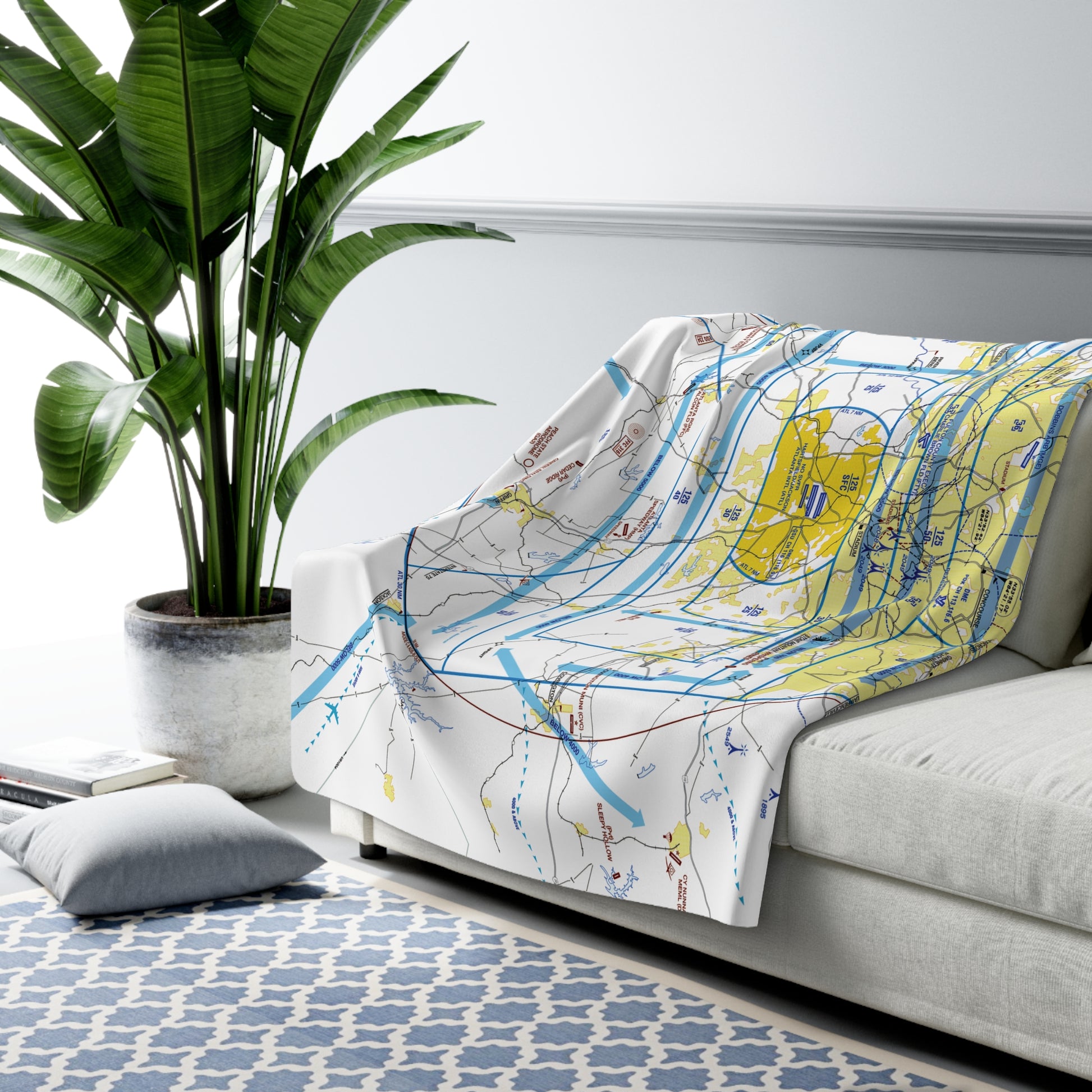 Atlanta Flyway Chart sherpa fleece blanket