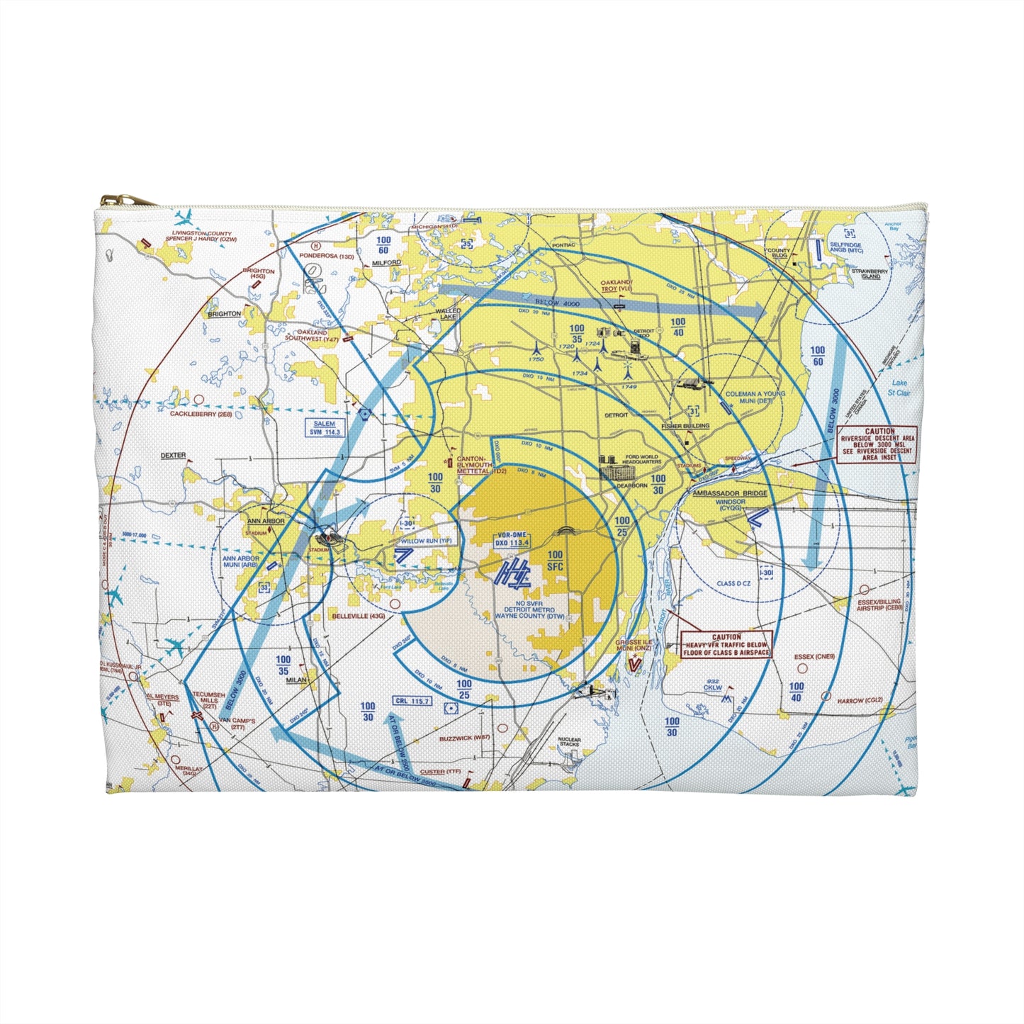 Detroit Flyway Chart Accessory Pouch