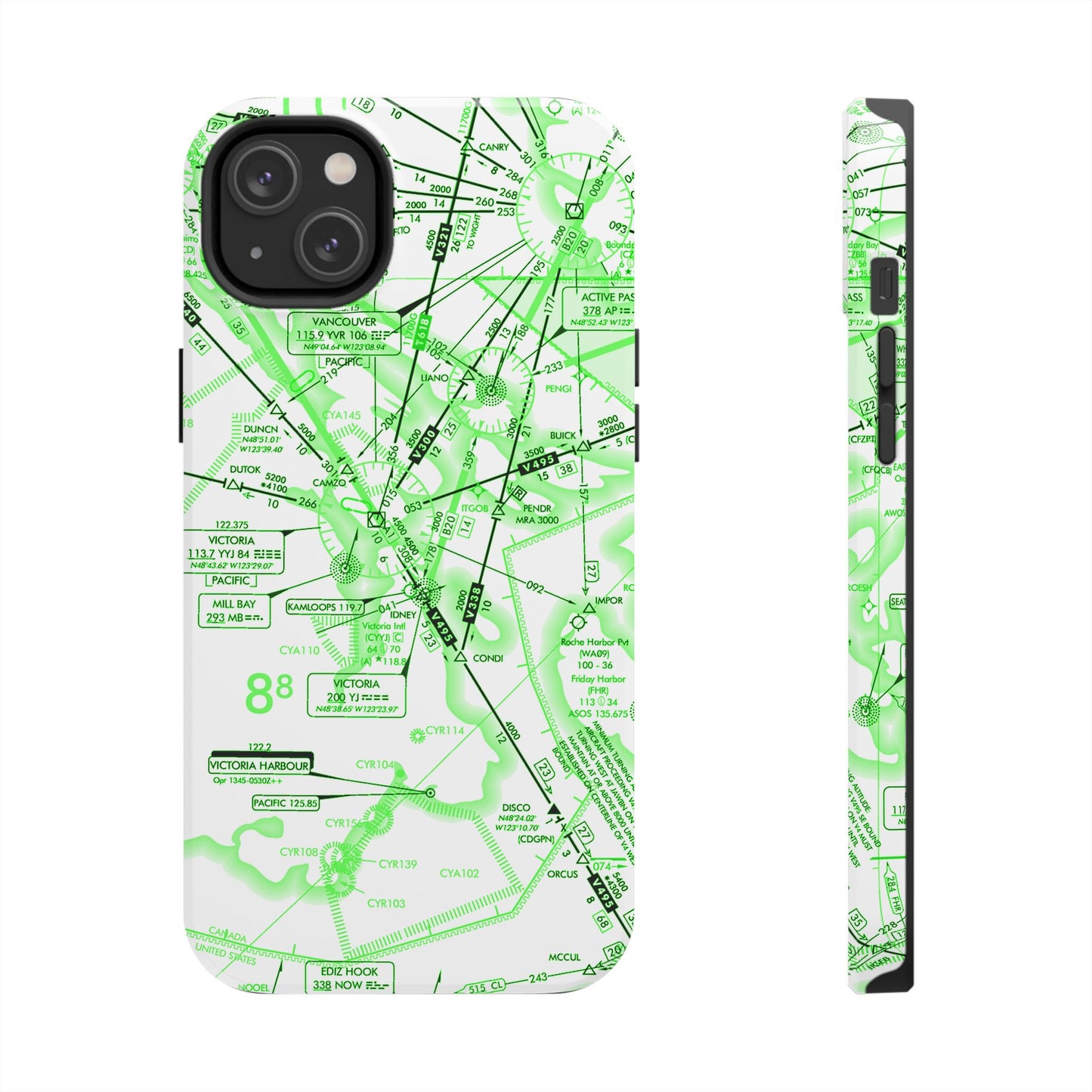 Enroute Low Altitude Chart (ELUS1) tough phone cases (green&white)