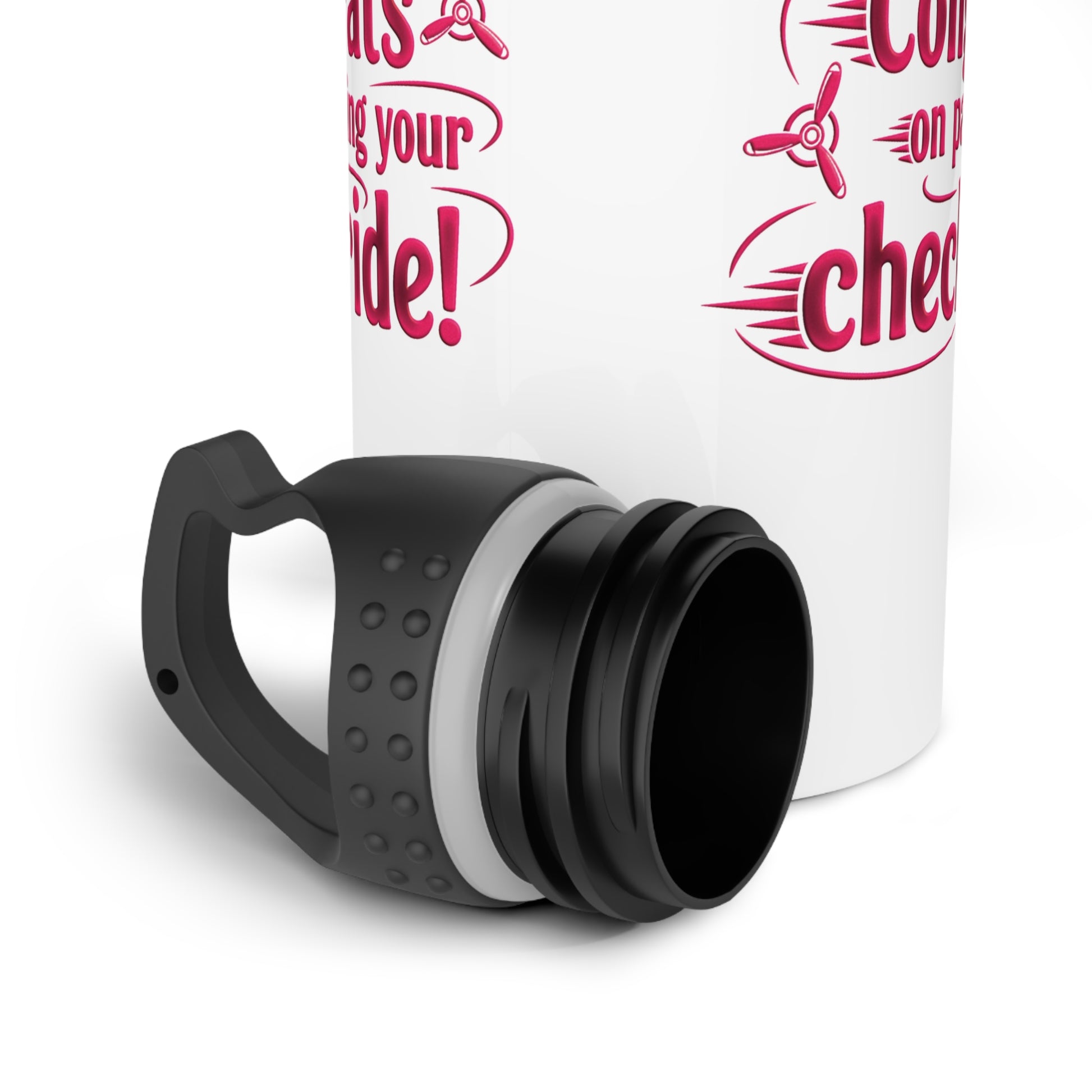 Congrats on passing your checkride! 20 oz. stainless steel water bottle (v3. pink)
