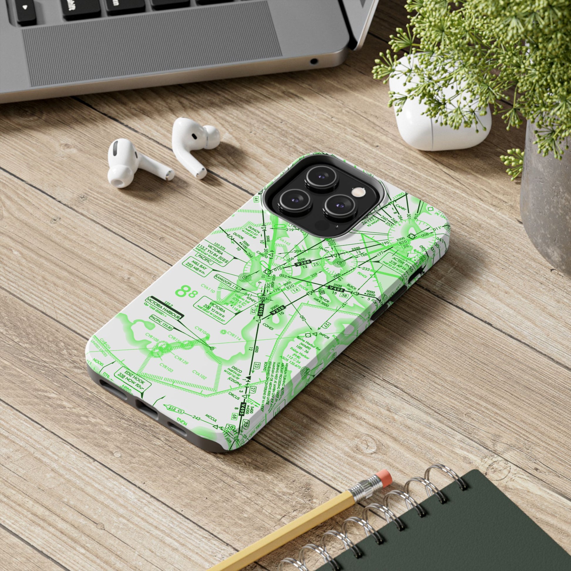 Enroute Low Altitude Chart (ELUS1) tough phone cases (green&white)