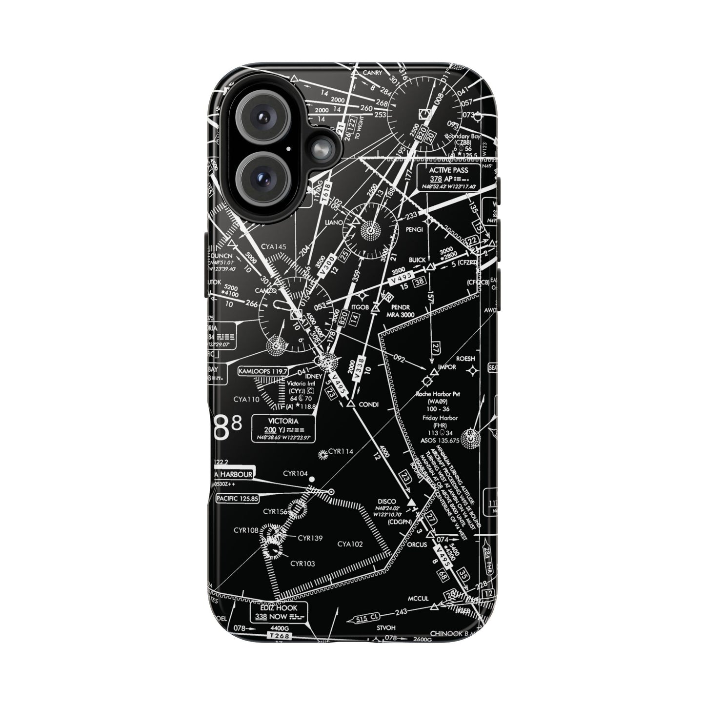 Enroute Low Altitude Chart tough phone cases (ELUS1/b&w)