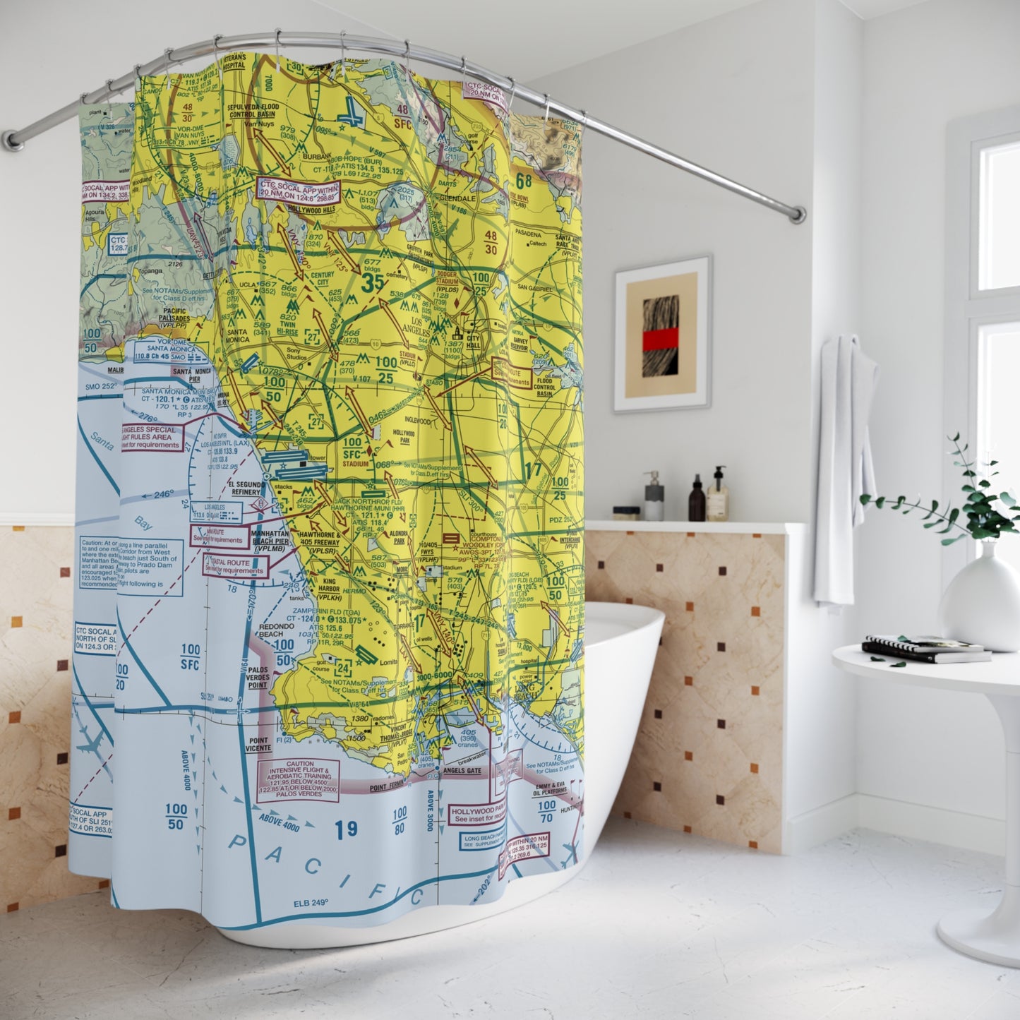 Aeronautical Chart shower curtain (KLAX/TAC)
