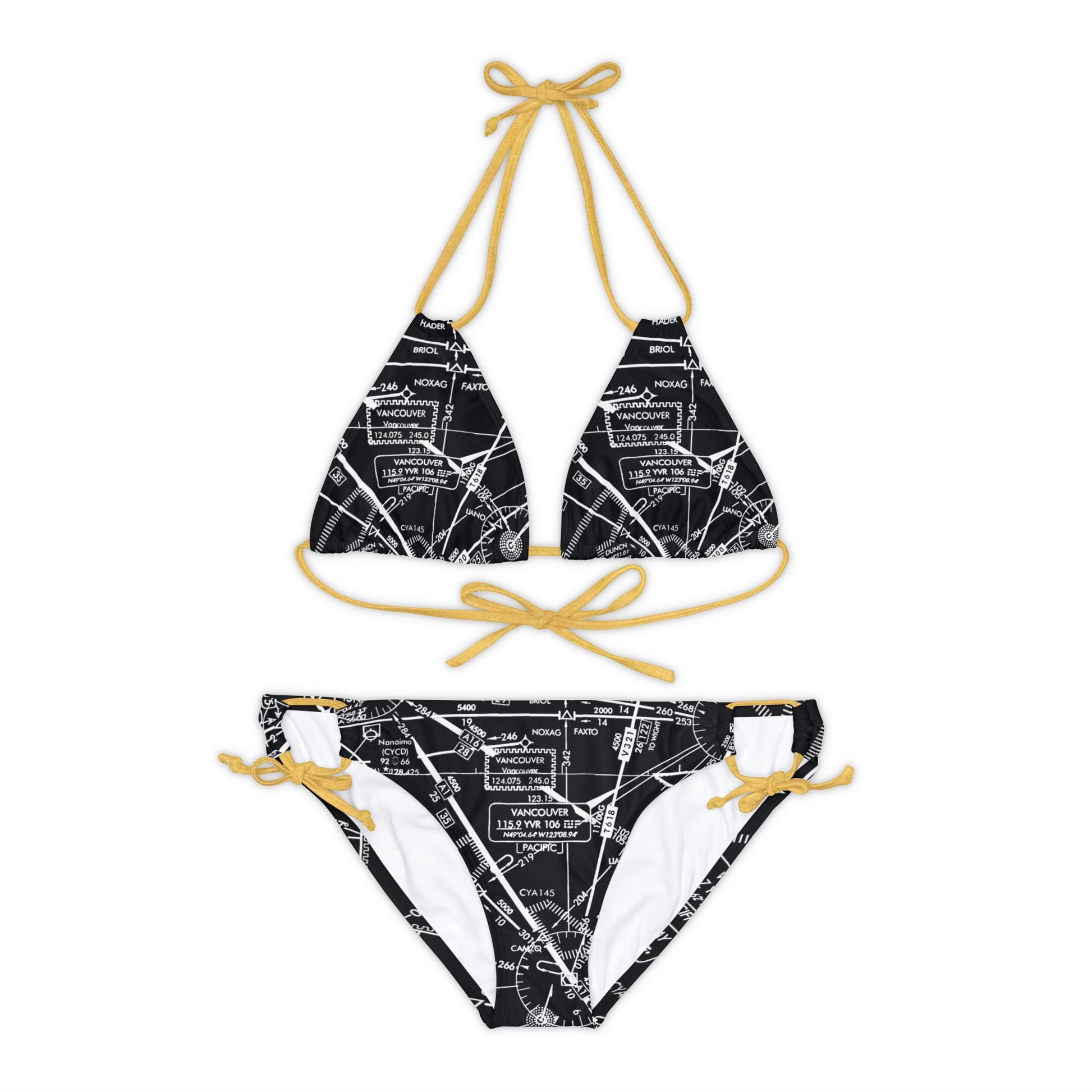 Enroute Low Altitude Chart (ELUS1) strappy bikini set (b&w)