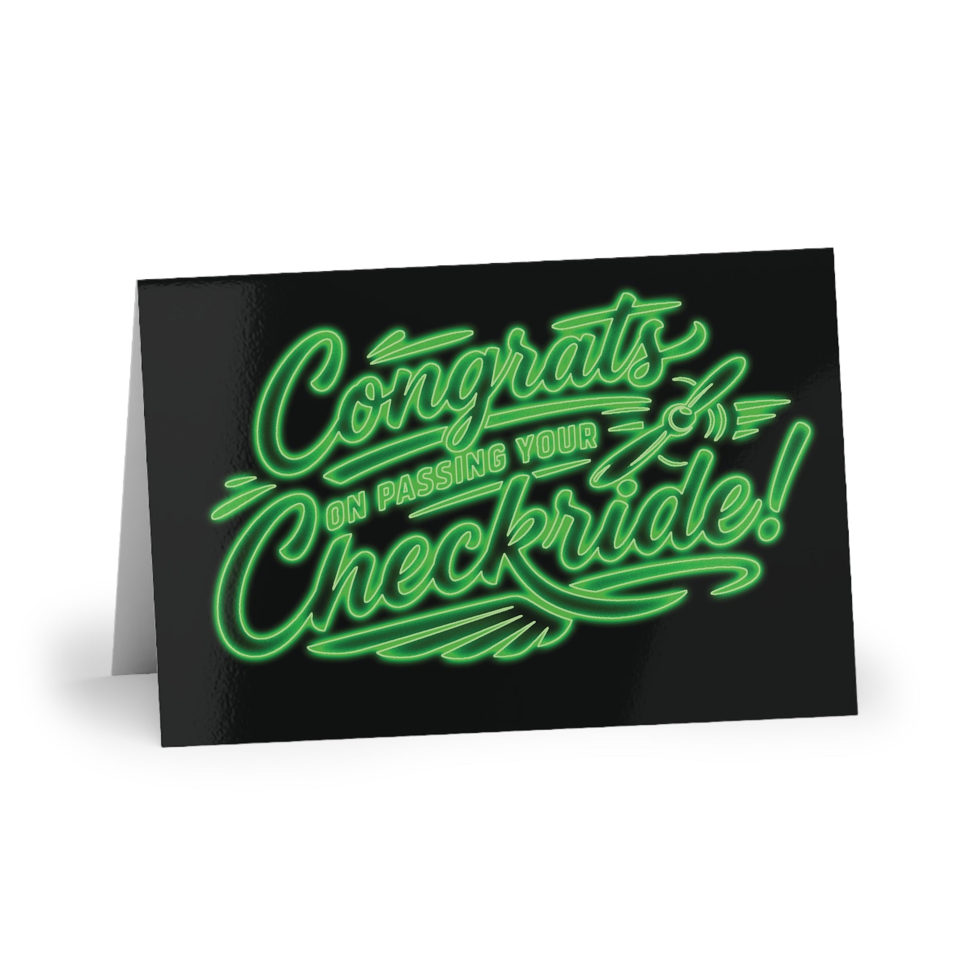 Congrats on passing your checkride! pack of 10 postcards (v4. green)