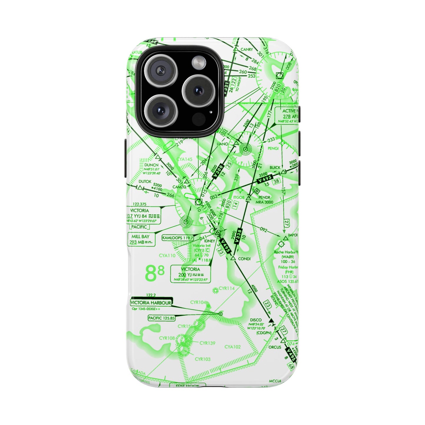 Enroute Low Altitude Chart (ELUS1) tough phone cases (green&white)