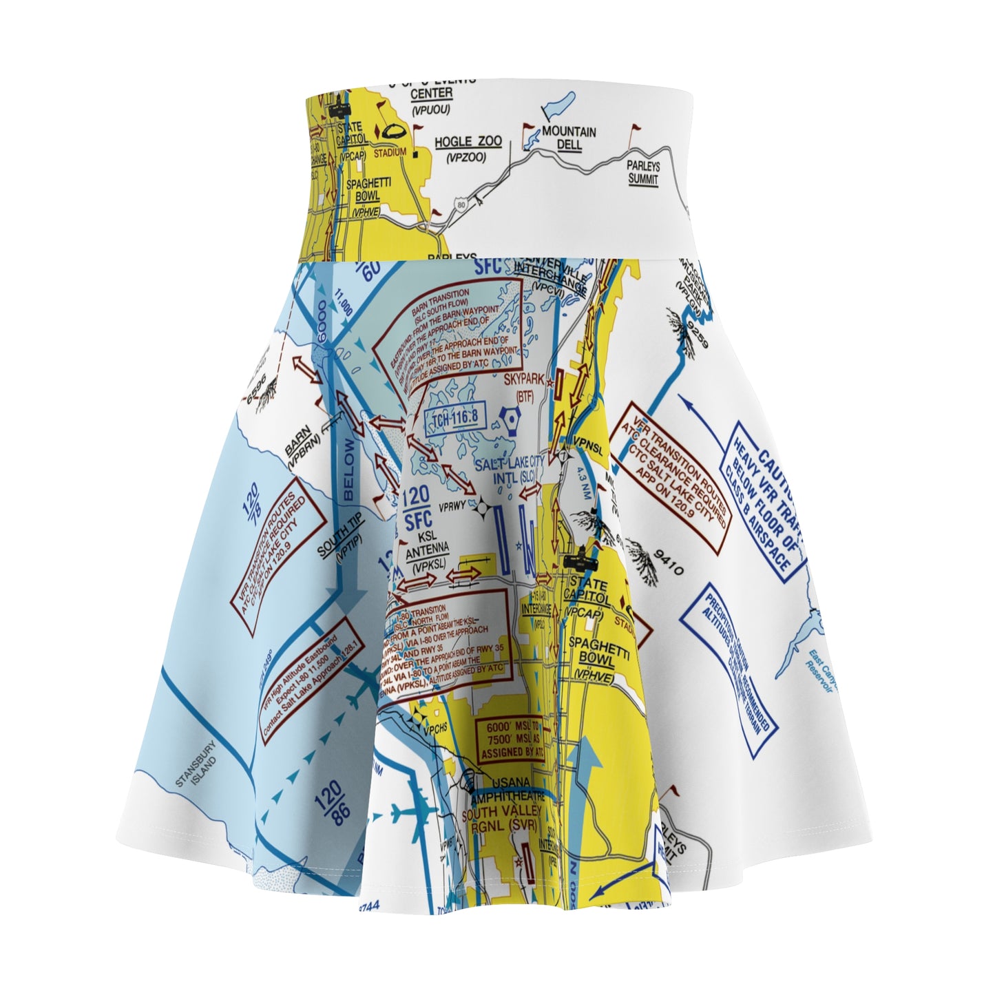 Salt Lake City Flyway Chart skater skirt