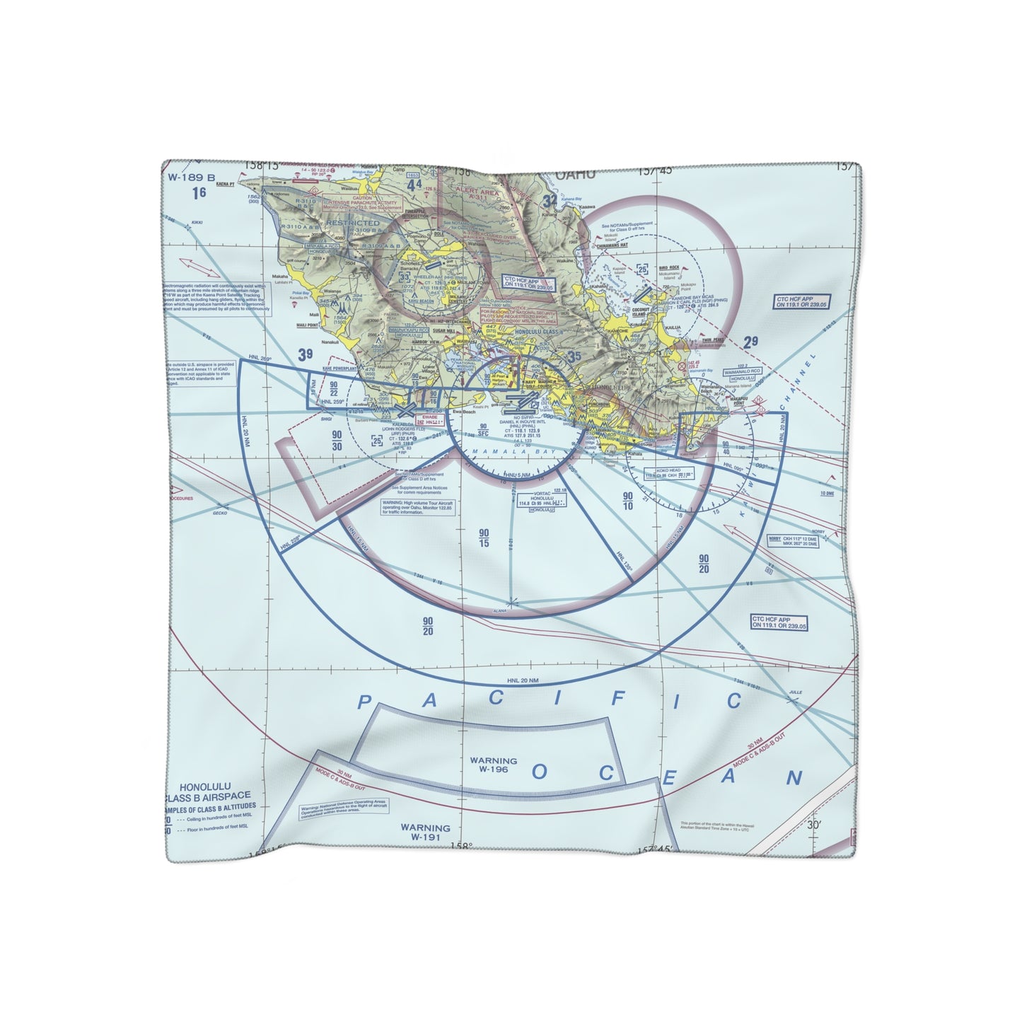 Honolulu Sectional Chart poly scarf