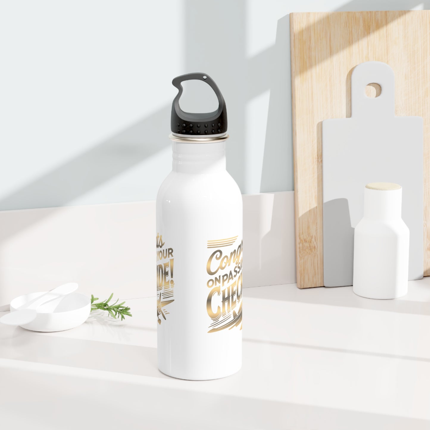 Congrats on passing your checkride! 20 oz. stainless steel water bottle (v1. gold)