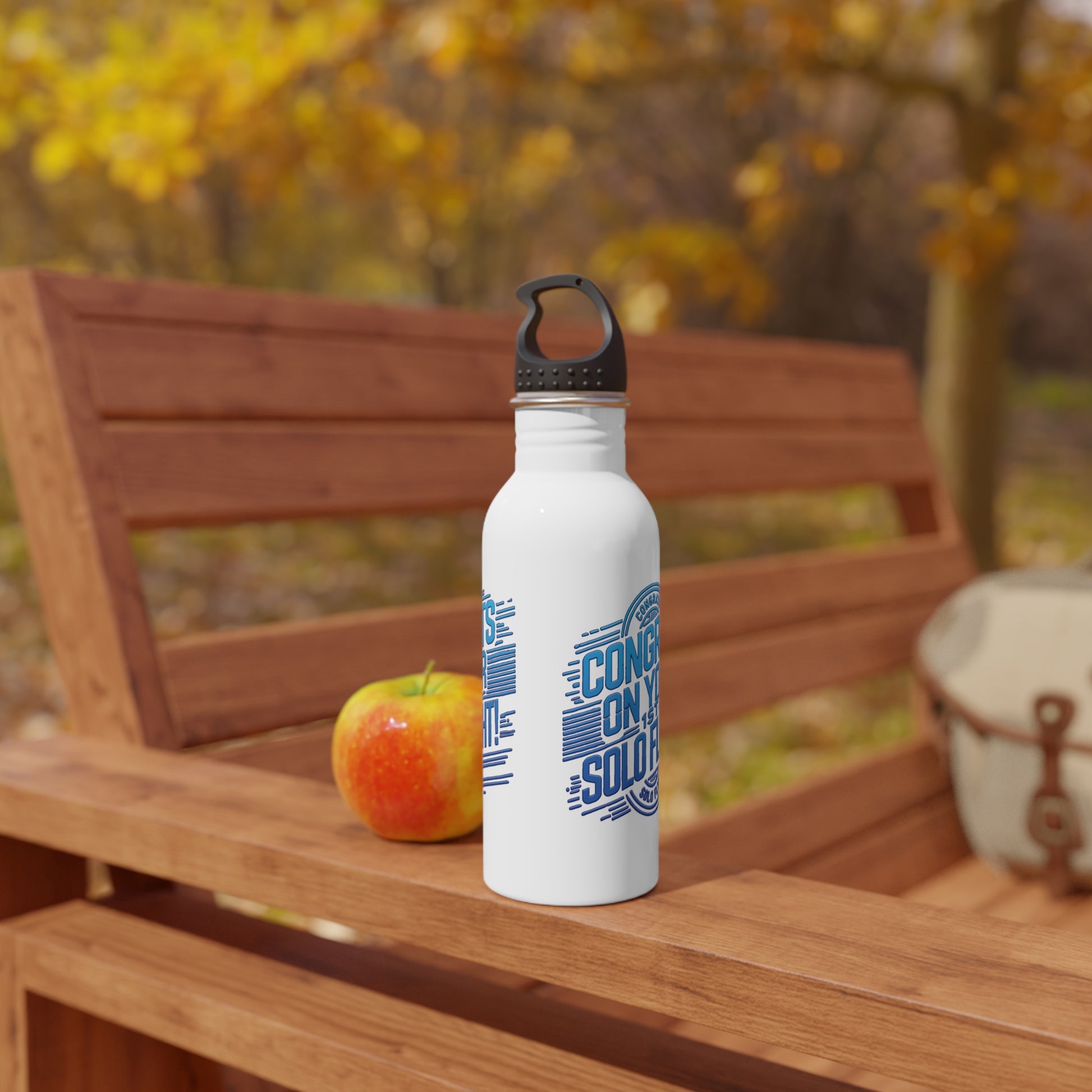 Congrats on your 1st Solo Flight! 20 oz. stainless steel water bottle (v2. blue)