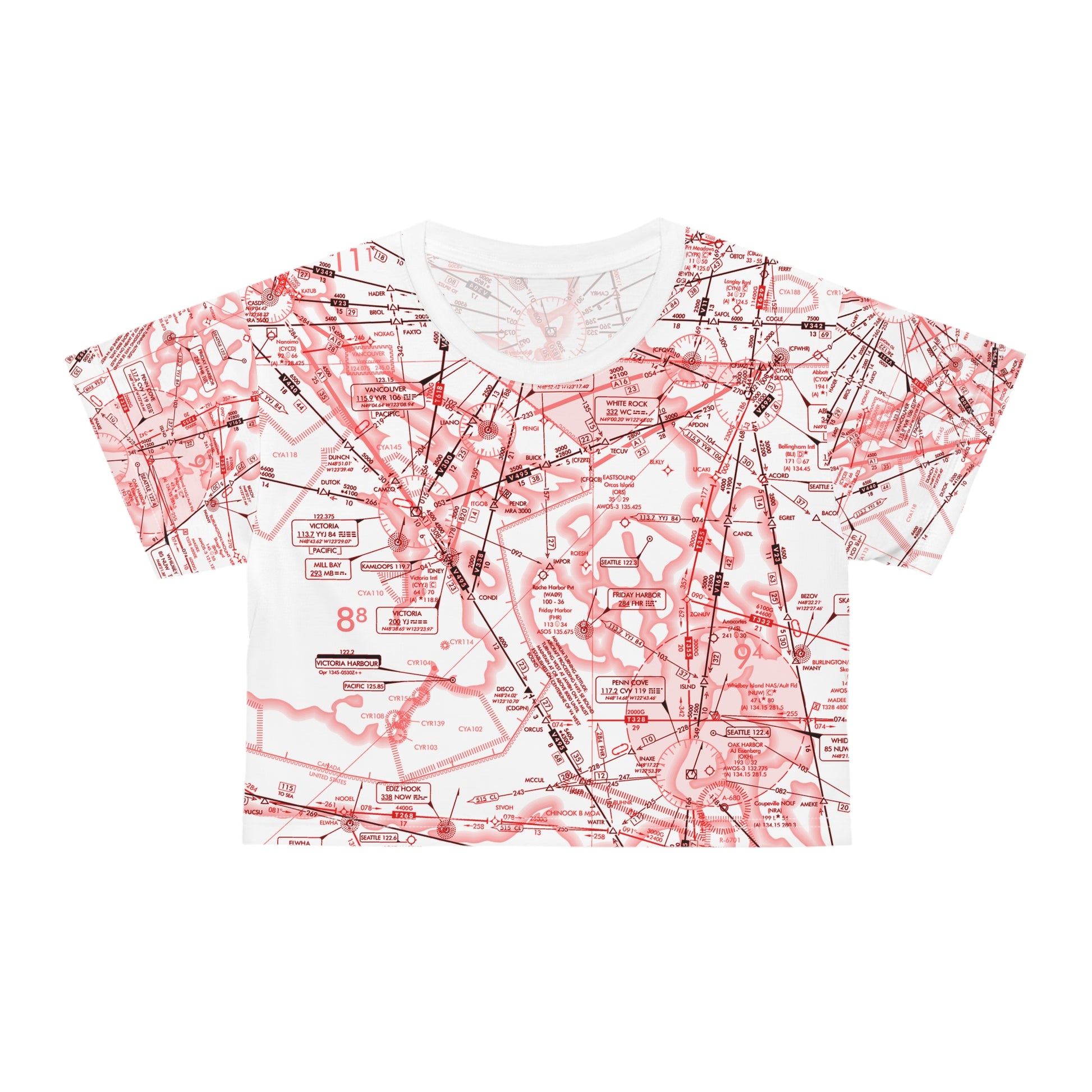 Enroute Low Altitude Chart (red&white) crop tee