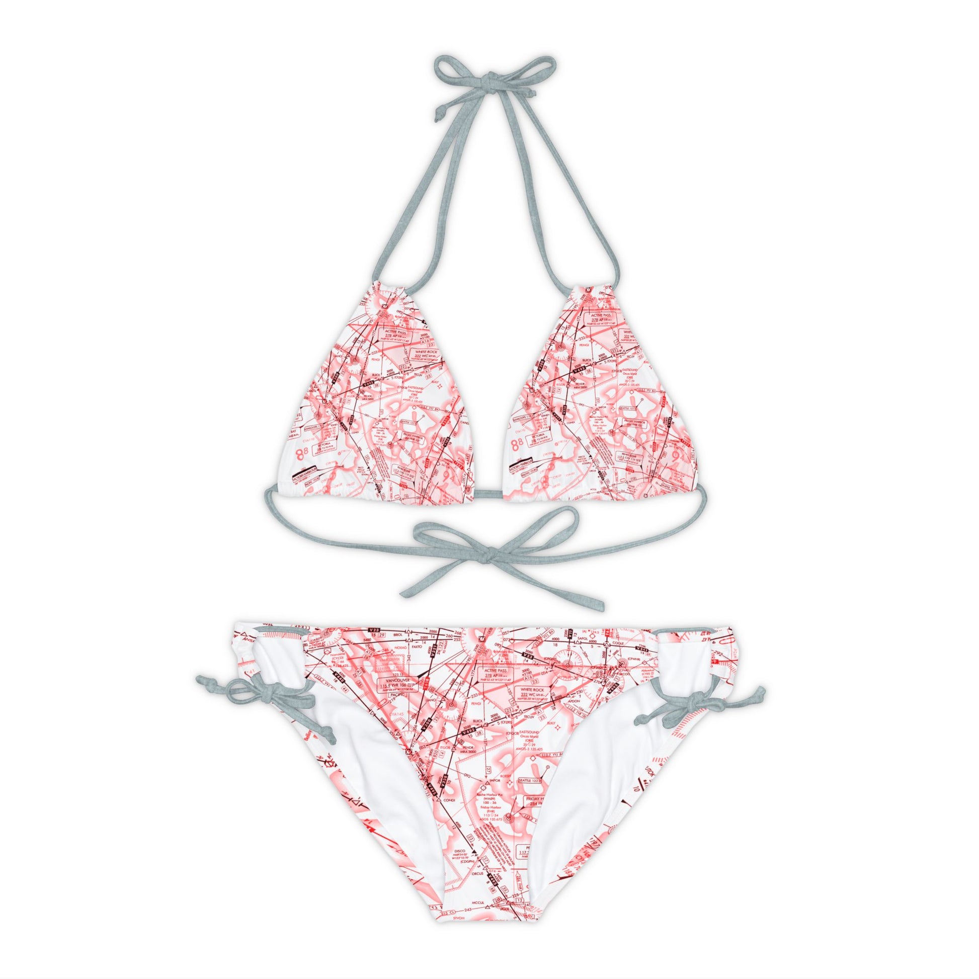 Enroute Low Altitude (ELUS1) Chart strappy bikini set (red&white)