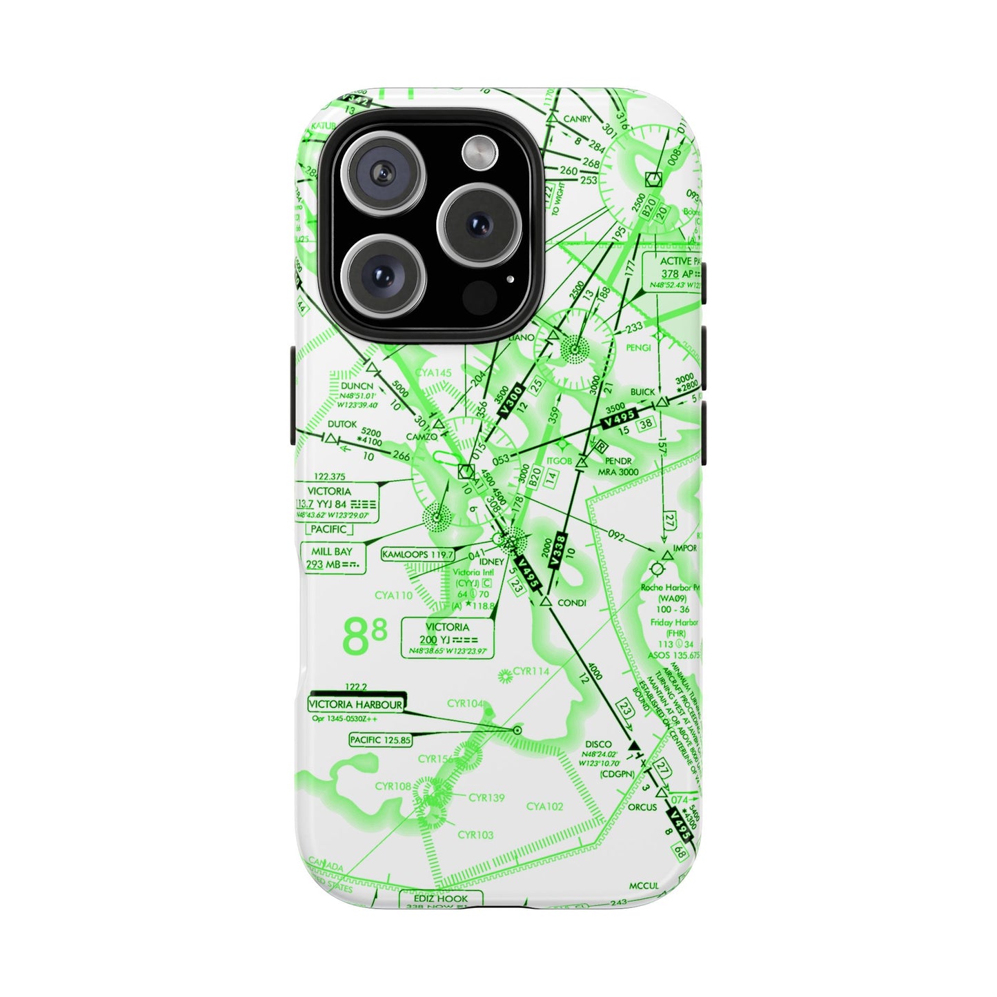 Enroute Low Altitude Chart (ELUS1) tough phone cases (green&white)