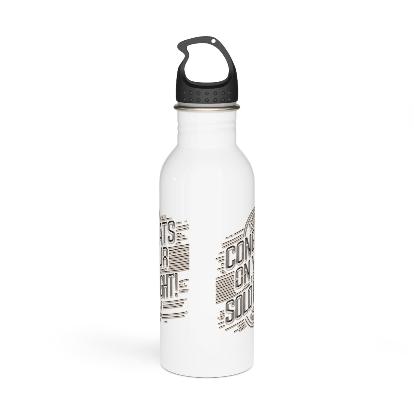 Congrats on your 1st Solo Flight! 20 oz. stainless steel water bottle (v2. silver)