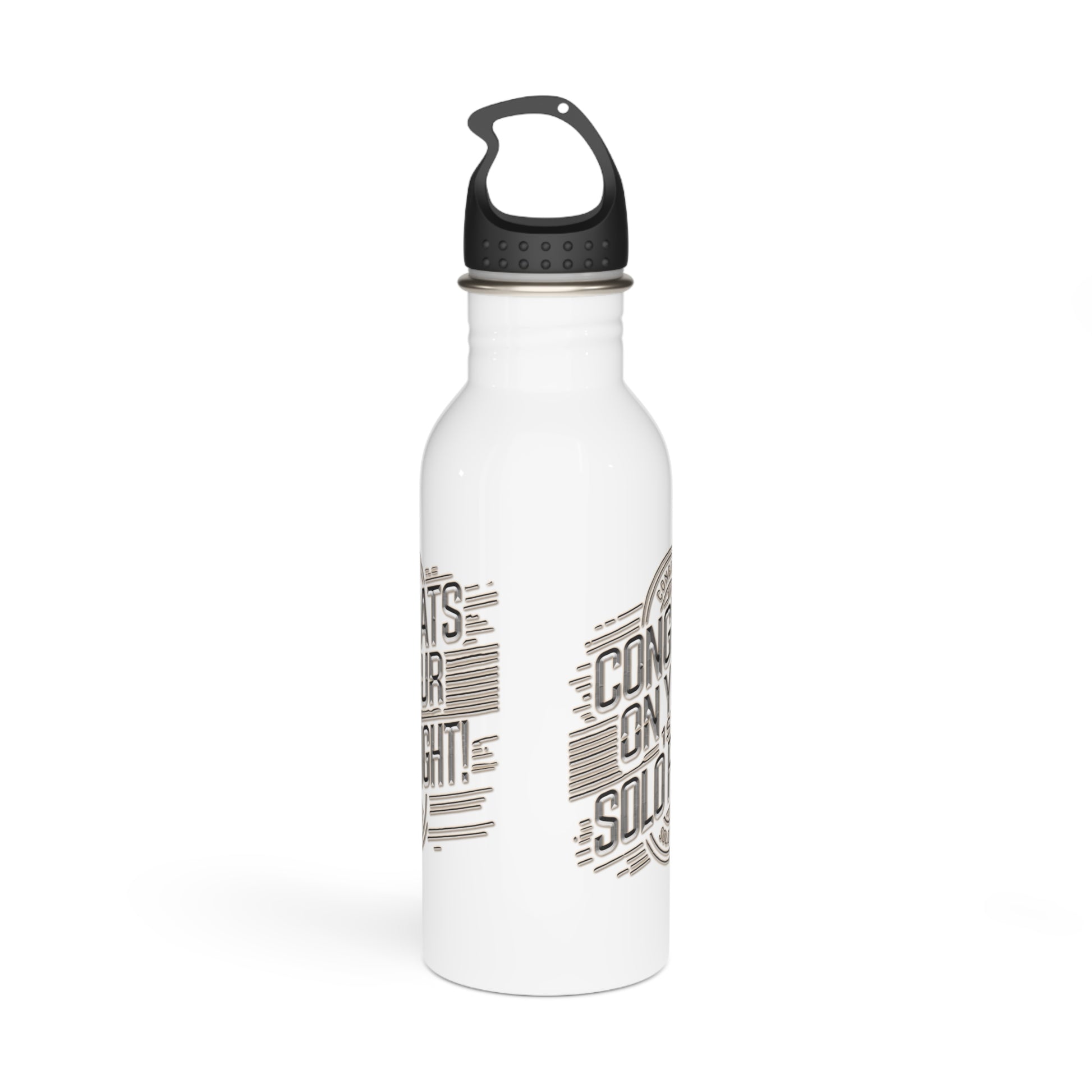 Congrats on your 1st Solo Flight! 20 oz. stainless steel water bottle (v2. silver)