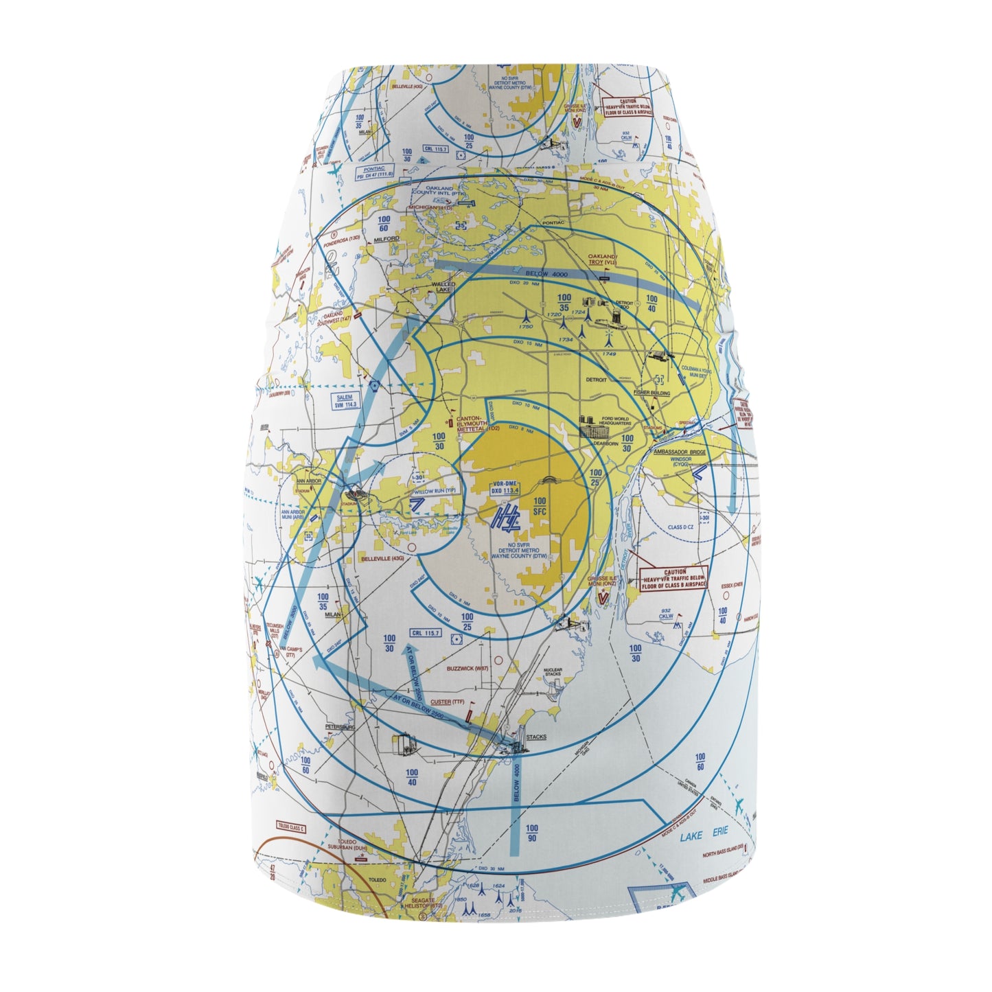 Detroit Flyway Chart pencil skirt