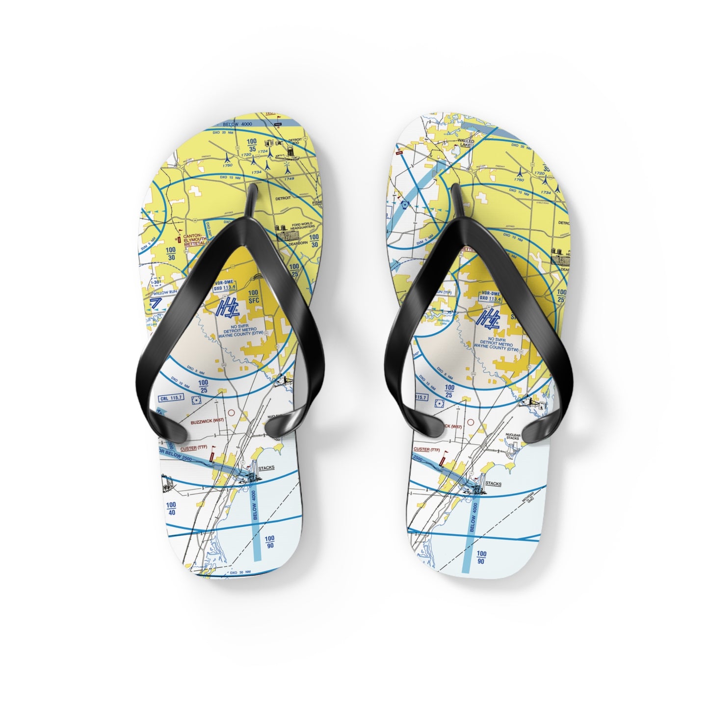 Aeronautical Chart Flip-Flops (DTW Flyway Chart)