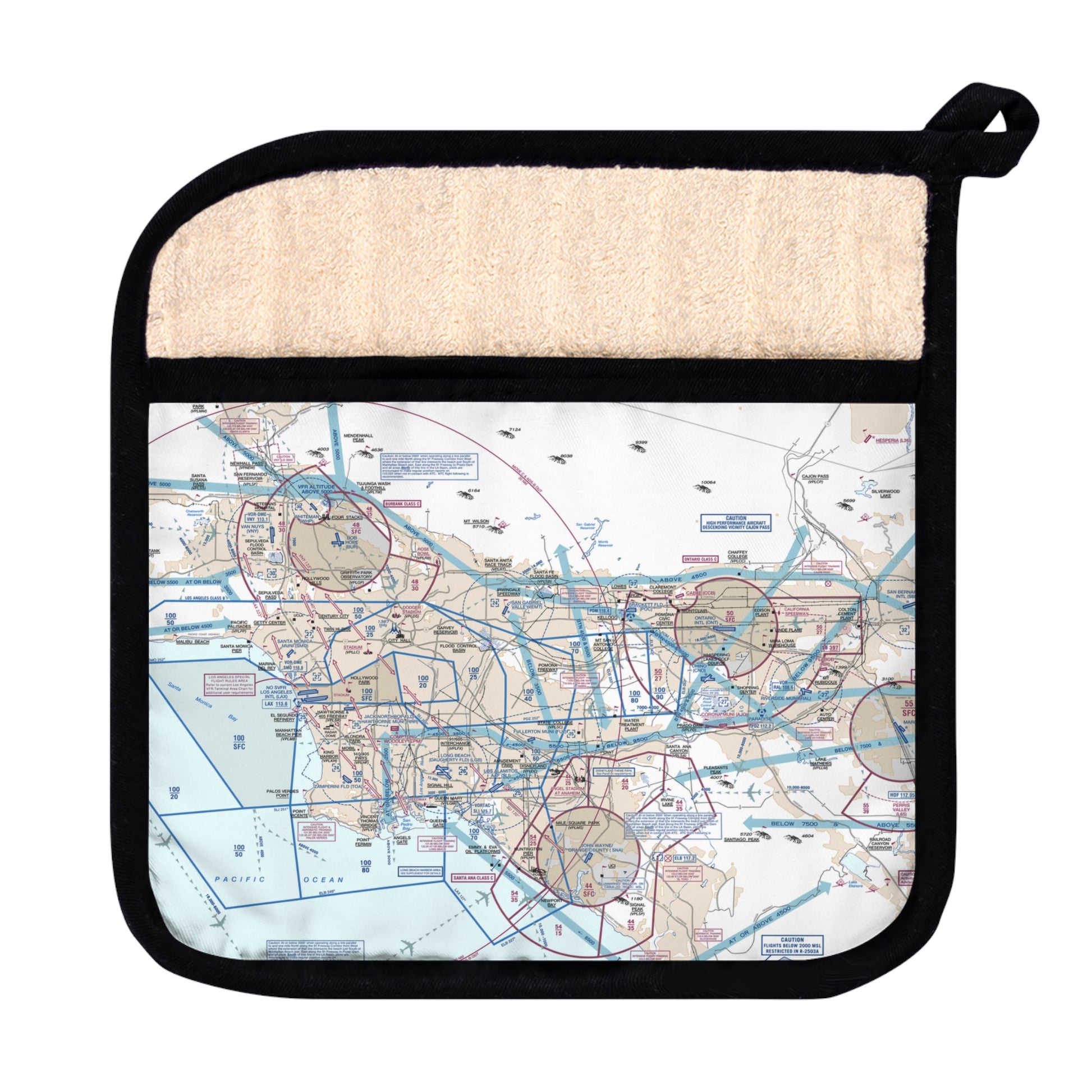 Los Angeles Flyby Chart Pot Holder with Pocket