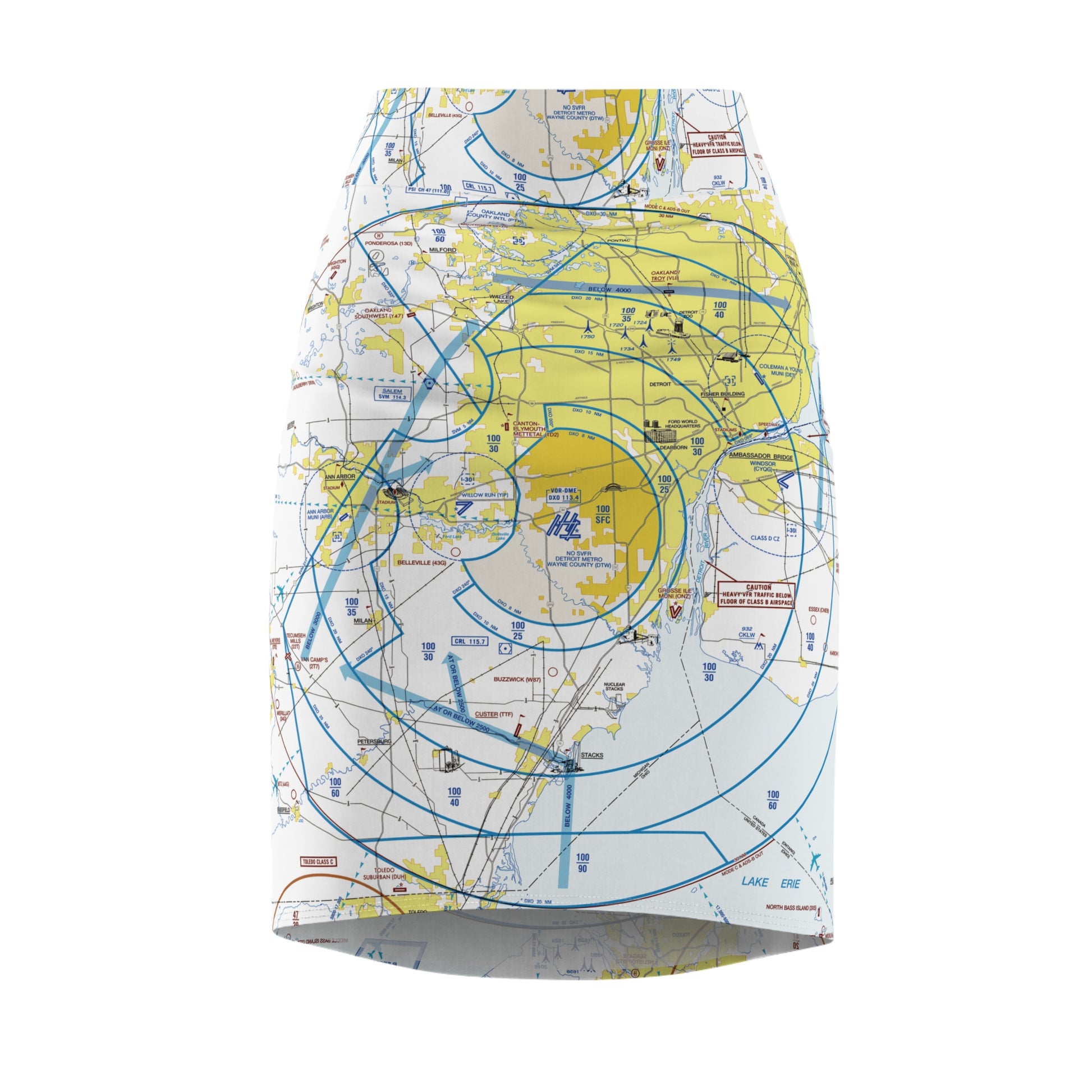 Detroit Flyway Chart pencil skirt