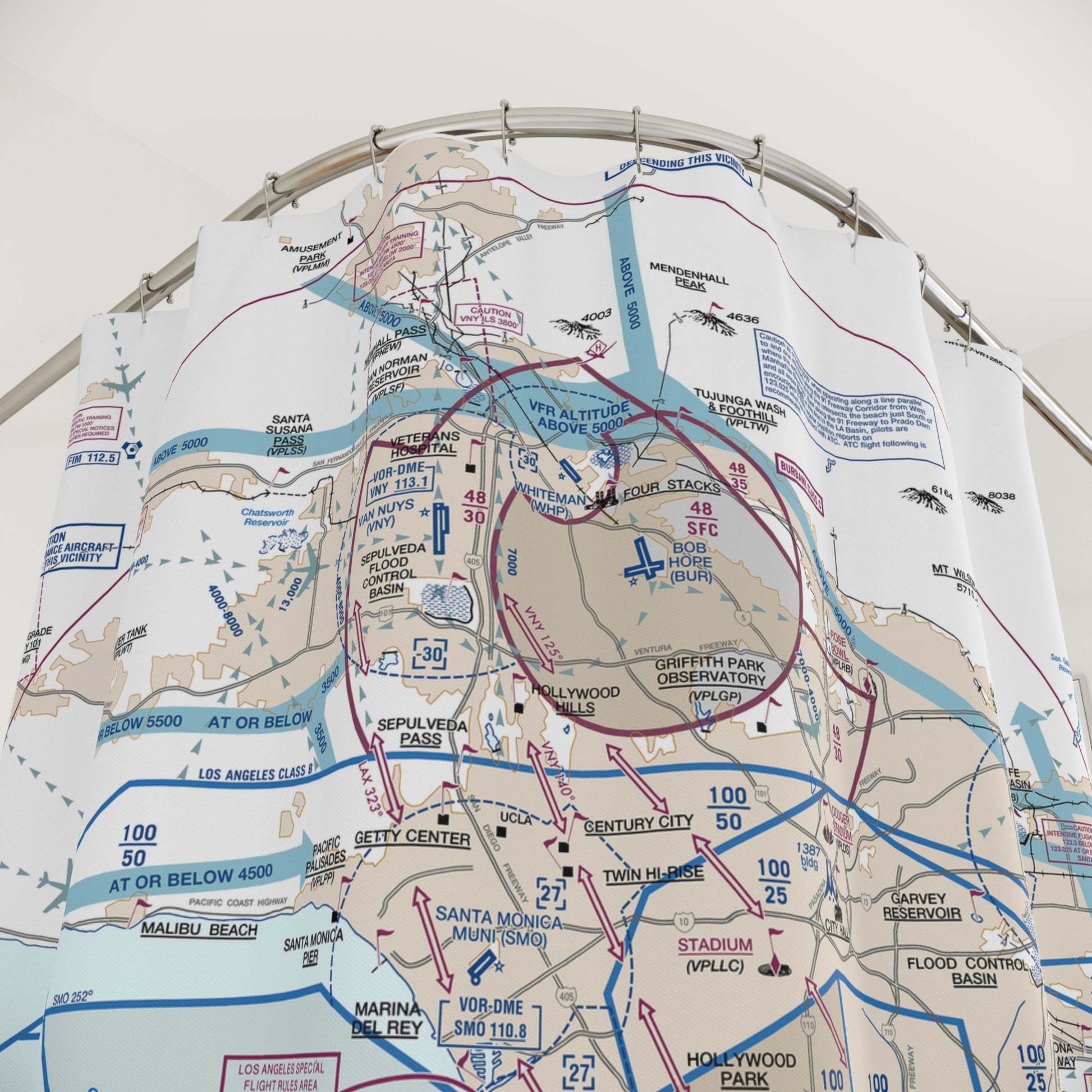 Aeronautical Chart shower curtain (KLAX/Flyway)